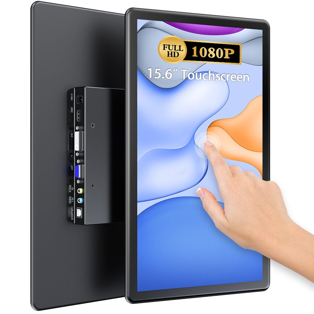UPERFECT 15,6 Zoll Touchscreen-Monitor, Tragbarer Full HD Monitor Portabler Monitor (39,62 cm/15.6 ", 1920 x 1080 px, Full HD, 2 ms Reaktionszeit, 60 Hz, IPS, mit 2000:1 Kontrast, integrierter Stand, VESA-kompatibel)