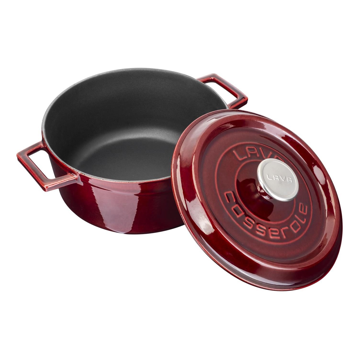 LAVA Bräter LAVA Gusseisentopf mit Deckel, emailliert, Ø 24 cm, 4,49 Liter, Gusseisen (2-tlg), emailliertes Gusseisen, backofengeeignet