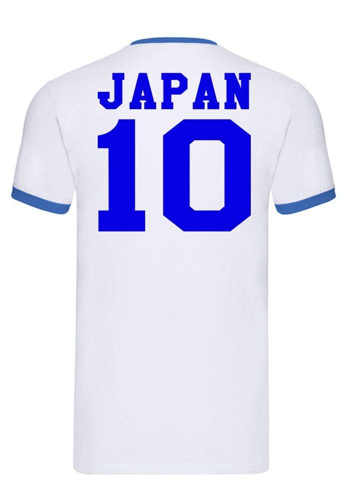T-Shirt Blondie Meister Fußball WM Trikot Sport Herren Asien Japan & Brownie Blau/Weiss Weltmeister