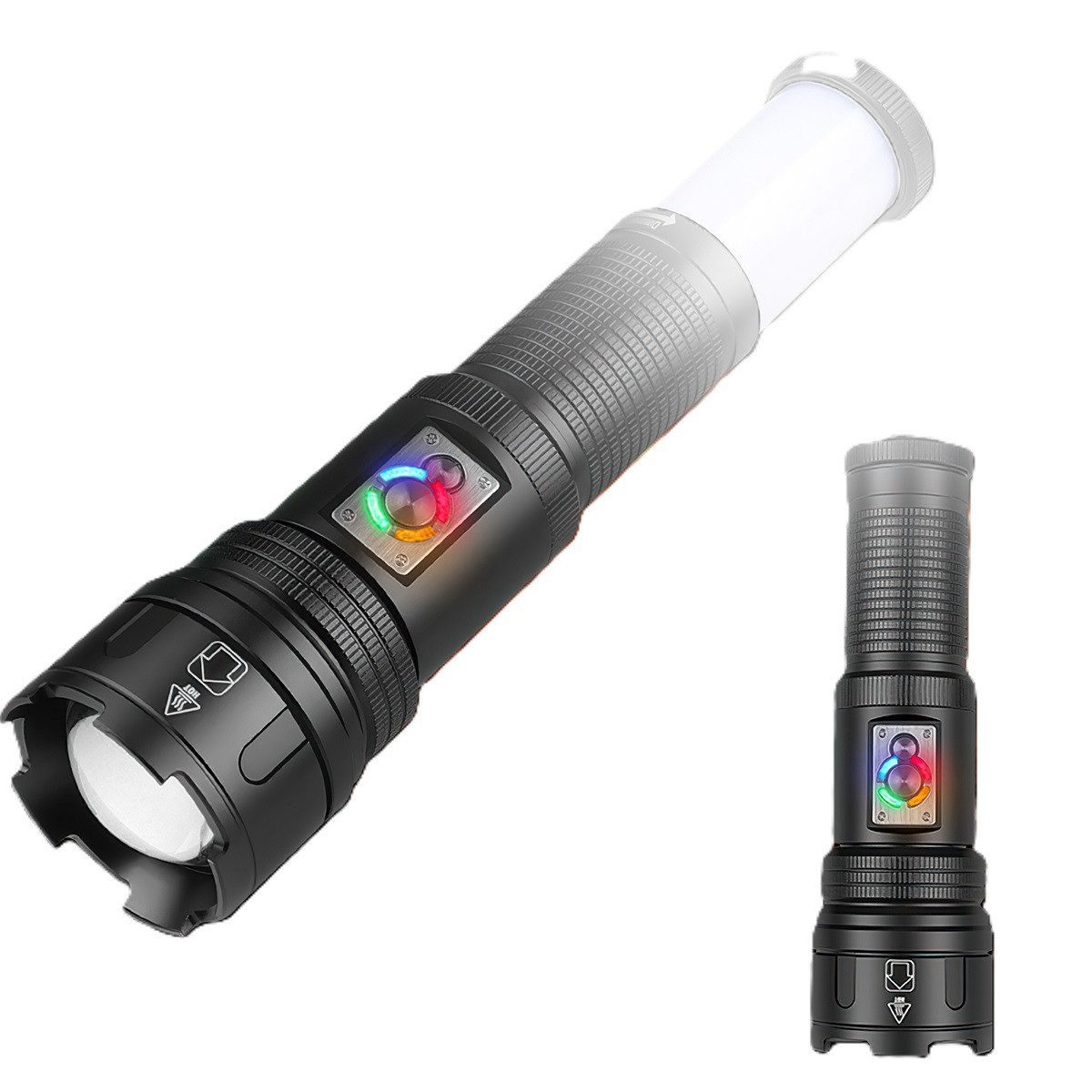 LED Taschenlampe Superhelle Flashlight, Campinglampe 10 Modi, 2 in 1 Blitzlicht