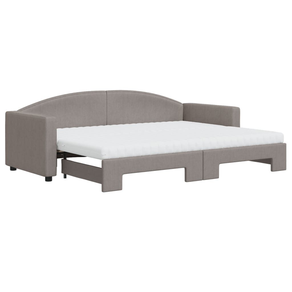 vidaXL Daybed, Tagesbett Ausziehbar mit Matratzen Taupe 80x200 cm Stoff