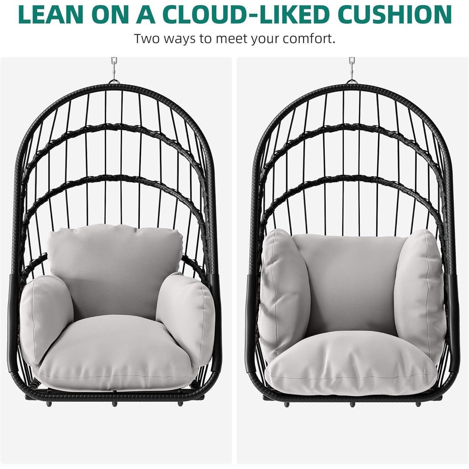 LuxusKollektion Hängesessel Hängesessel Rattan klappbar ohne Gestell 160kg Grau Hängesessel