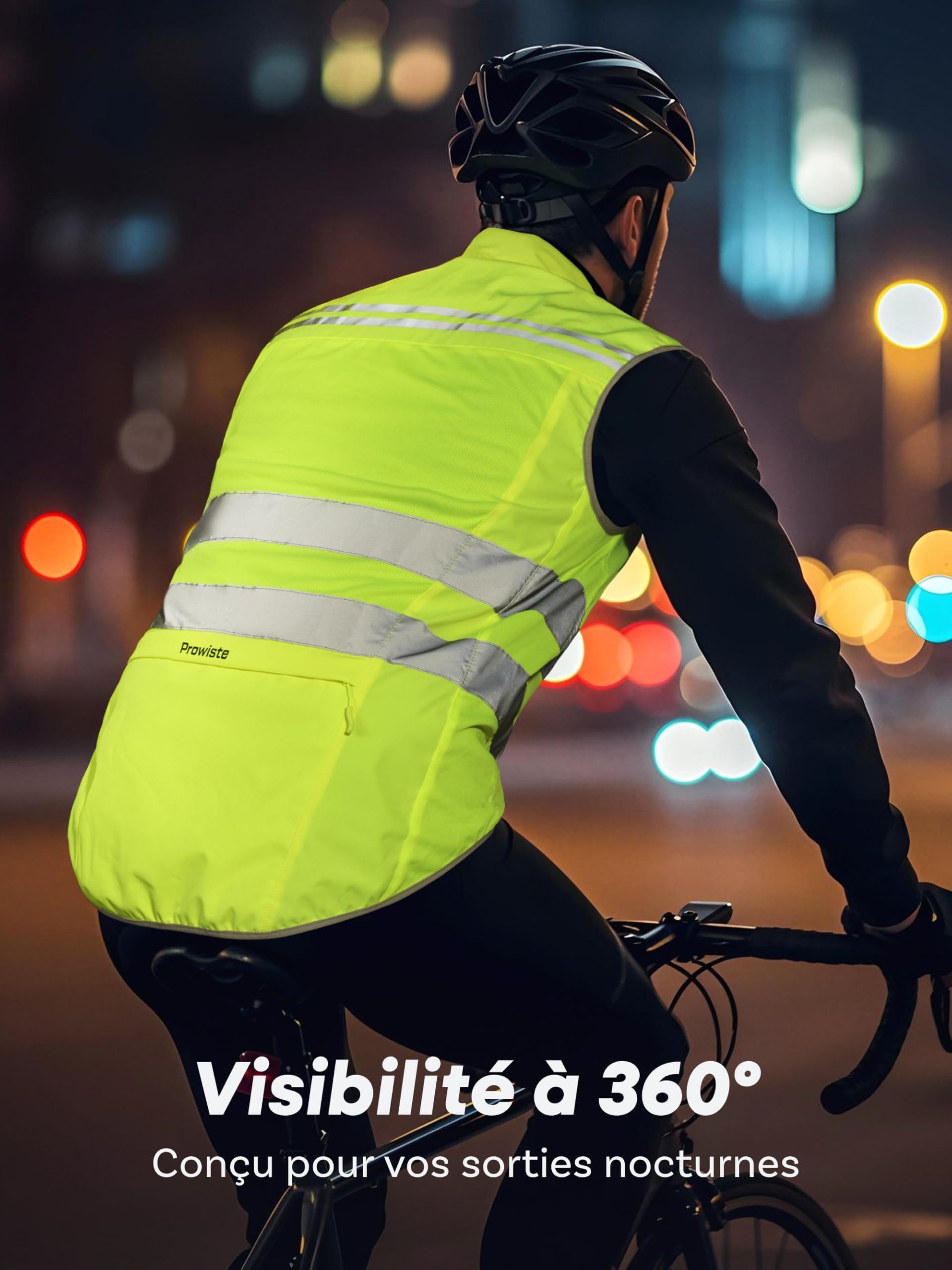 Prowiste Warnweste Fahrradweste Herren & Damen – Hohe Sichtbarkeit in Neon Gelb (Einzelartikel, 1-tlg., 1 x Bike Vest) Atmungsaktiv (Mesh) & Rückentasche – Hohe – Bild 2 von 5