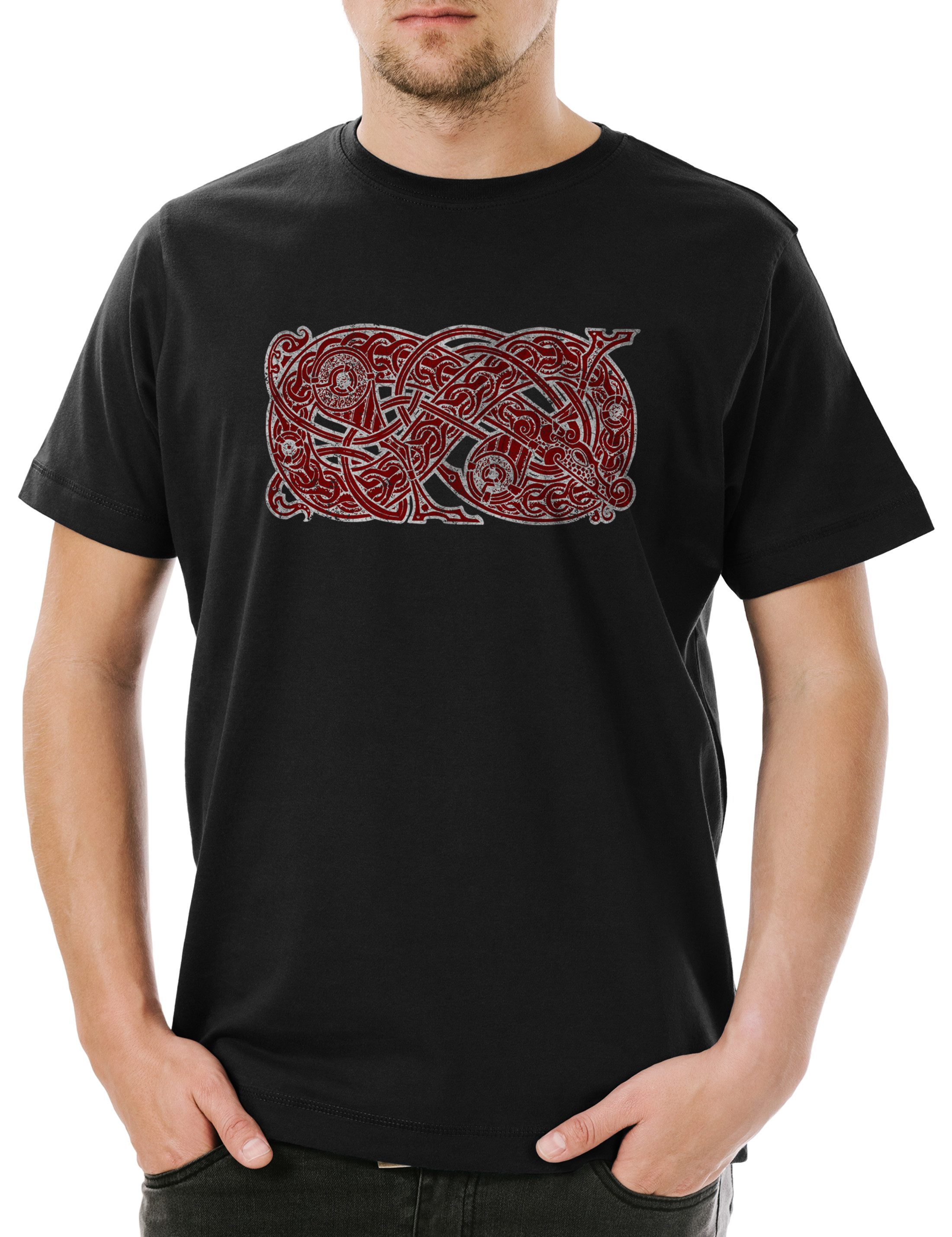 Print-Shirt Jörmungandr II Herren T-Shirt Midgard World Schlange Seeschlange Sea