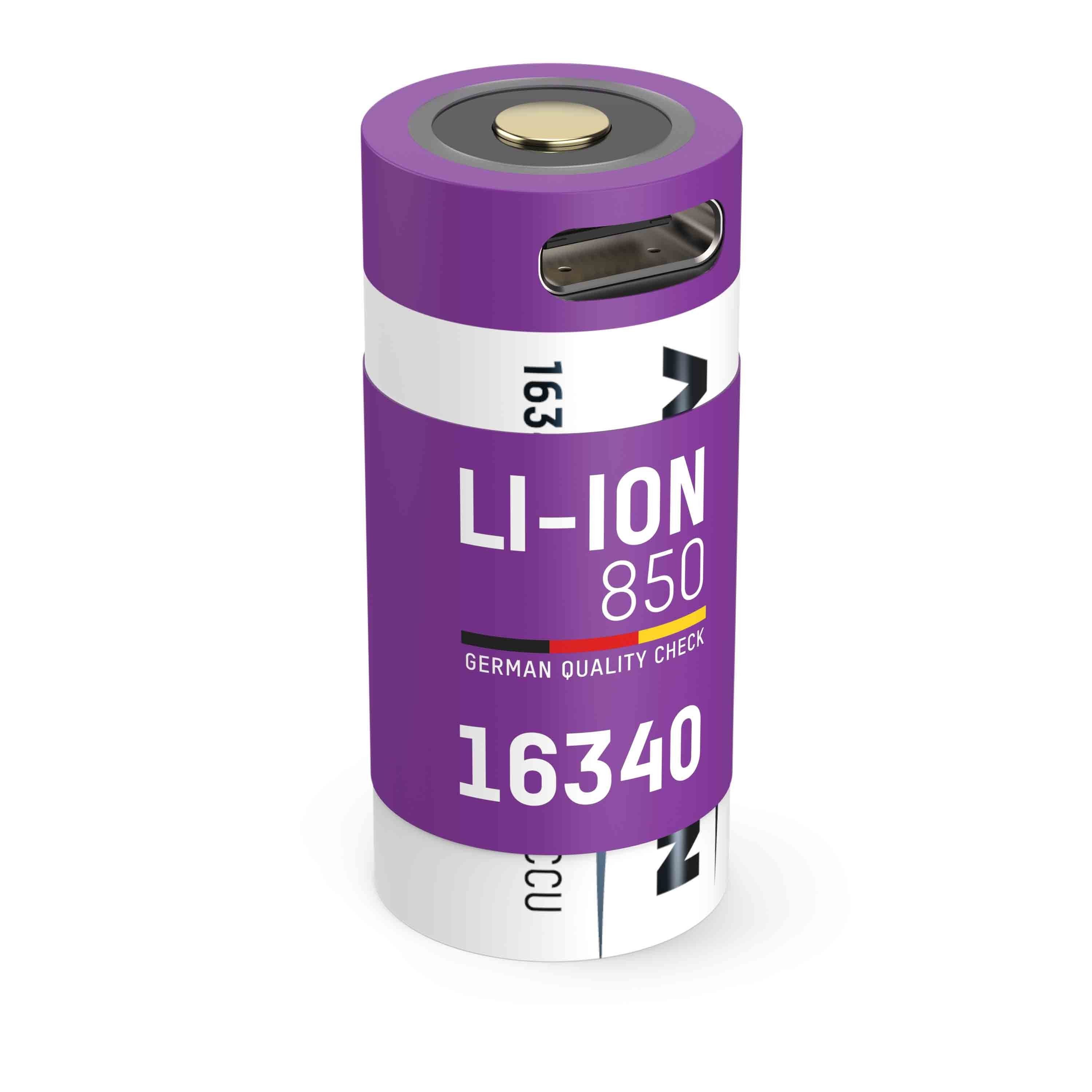 ANSMANN® Li-Ion Akku16340 Lithium Accu wiederaufladbar CR123A USB-C Eingang Akku 850 mAh (3.7 V)