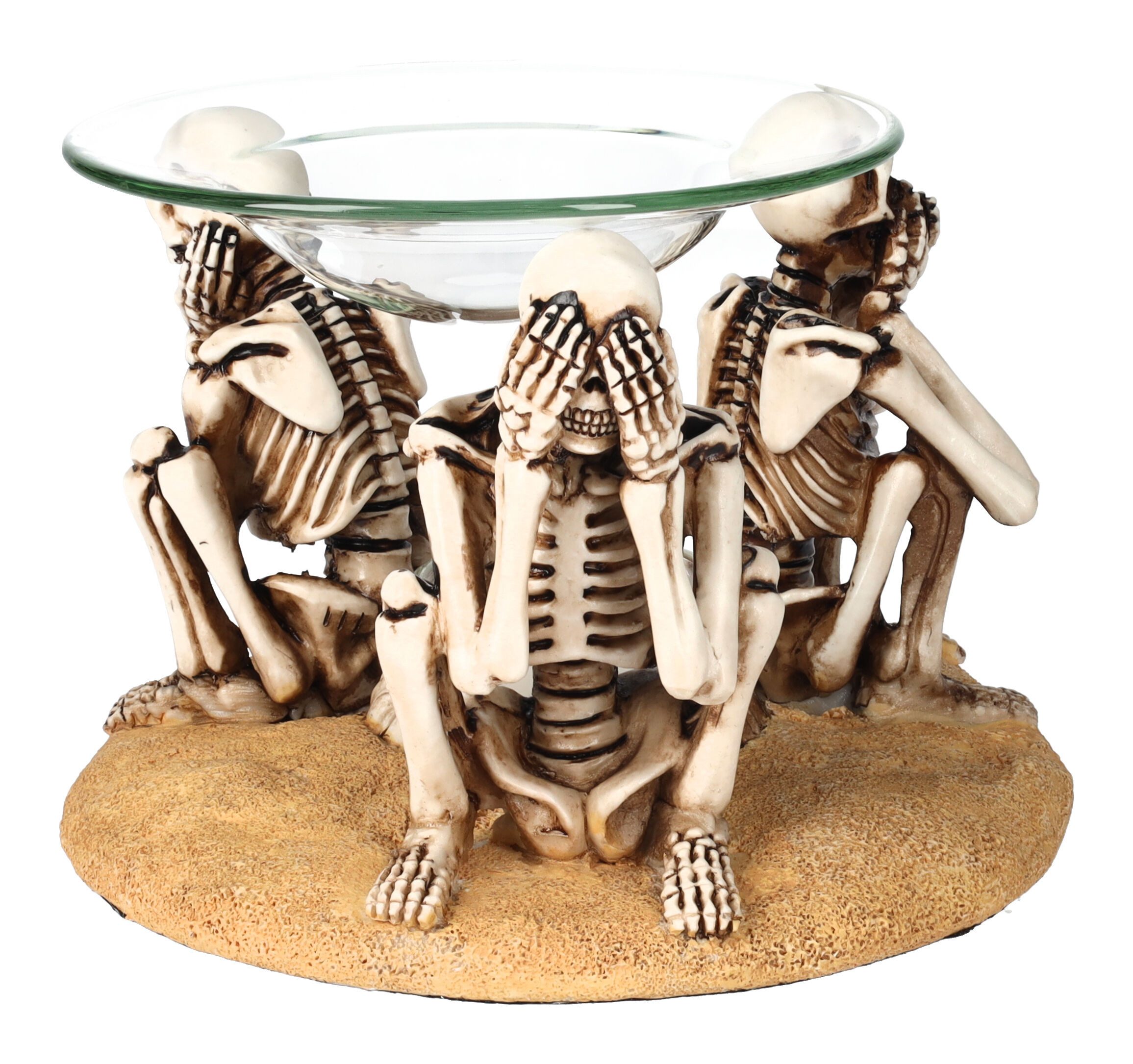 Figuren Shop GmbH Duftlampe Duftlampe - Skelette Nichts Böses - Gothic Dekoration Teelichthalter