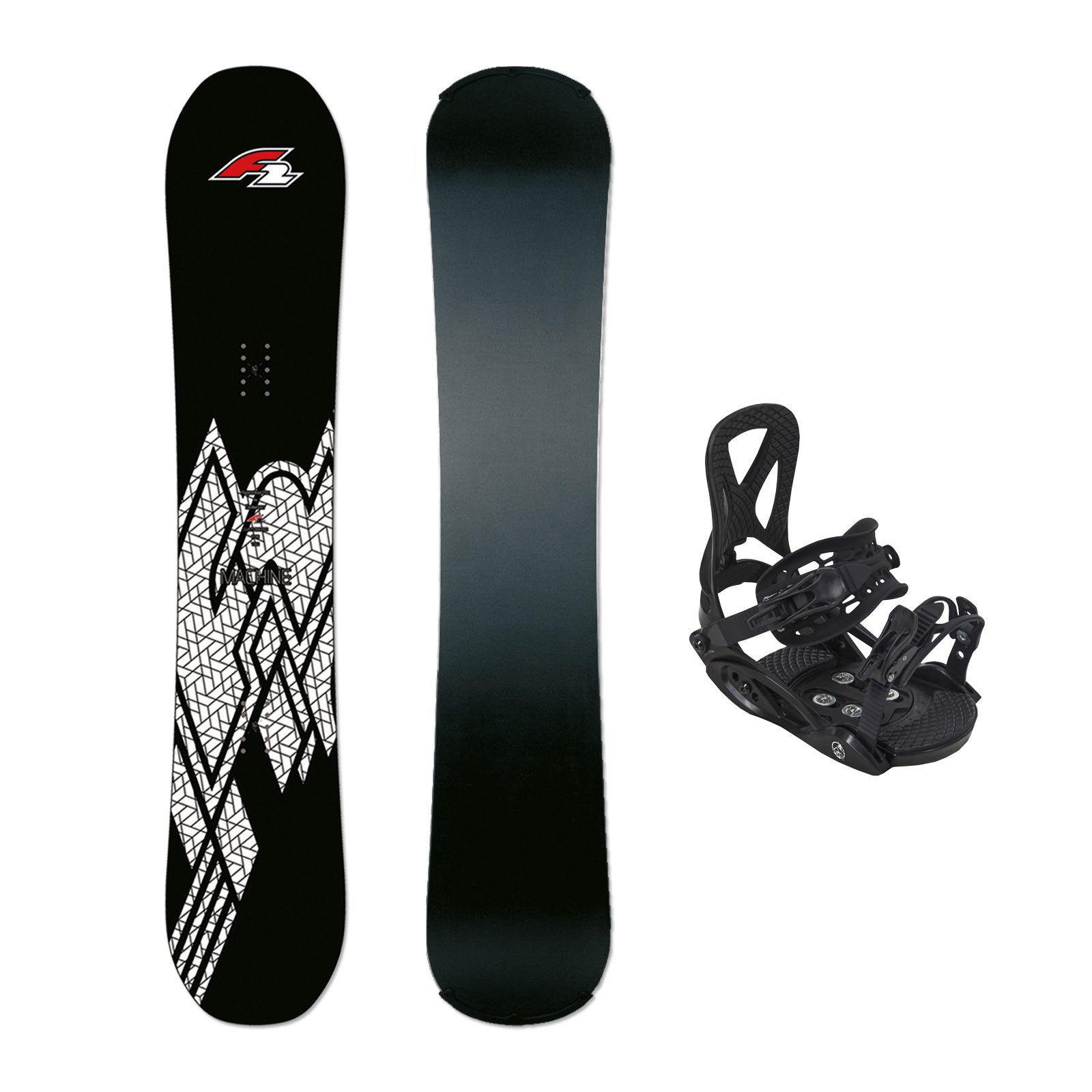 F2 Snowboard F2 Set Snowboard Junior Rental Schwarz 135cm + Pipe Bindung M