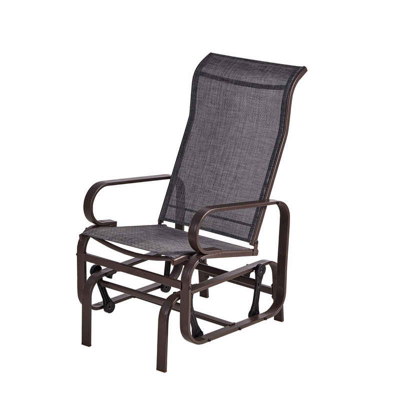 KAHOO Schaukelstuhl Sonnenliege mit Arm- & Rücklehne, 1-Sitz, bis 180kg, Metall