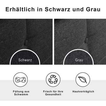 BlingBin Einzelbett Polsterbett Höhenverstellbarem Kopfteil 90x200cm Schwarz (mit LED-Beleuchtung und 2 Schubladen), Gesamtabmessung 208x100.5x93.5-103 cm