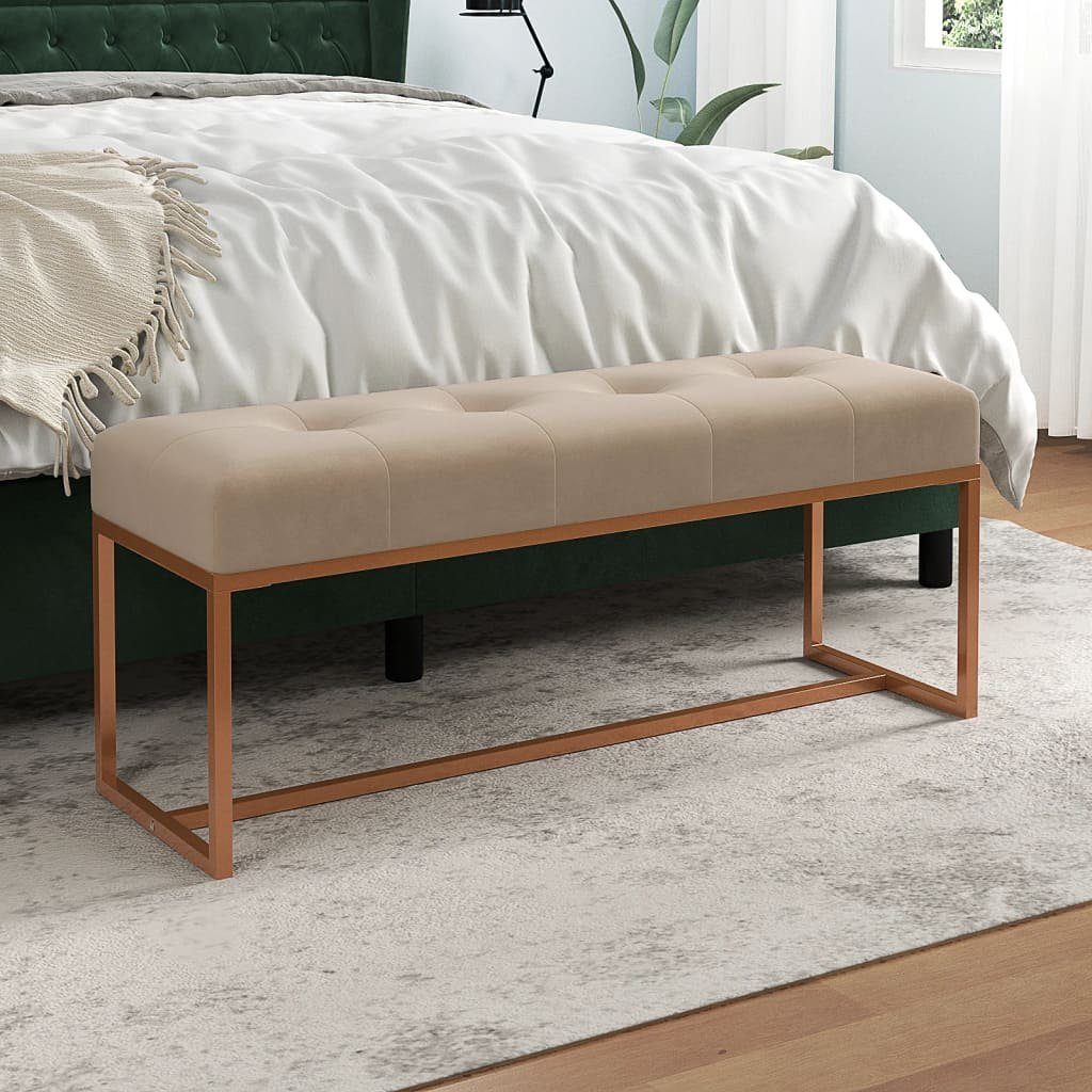 furnicato Truhenbank Beige Samtbank 110 x 36 x 45 cm – Multifunktionale Sitzgelegenheit, Gepolsterte Bettbank mit Schaumstofffüllung für den Wohnraum