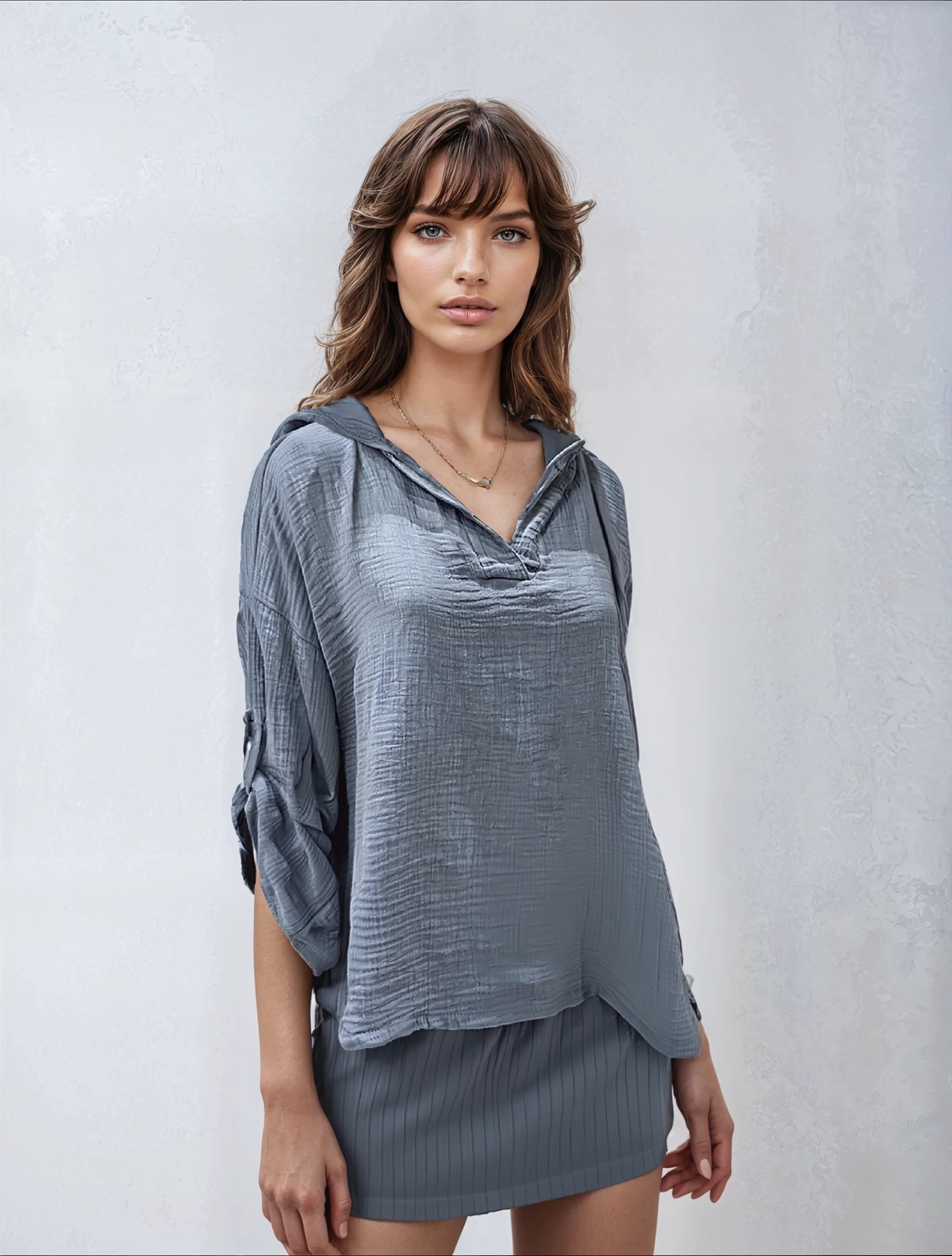 fashionshowcase Kapuzenshirt Kapuzenshirt Leichte Sommer Tunika günstig online kaufen