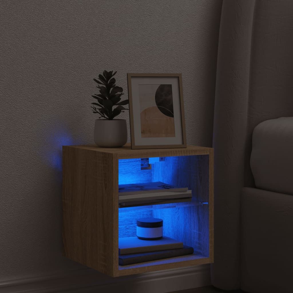 vidaXL TV-Wand TV-Wandschrank mit LED-Leuchten Sonoma-Eiche günstig online kaufen