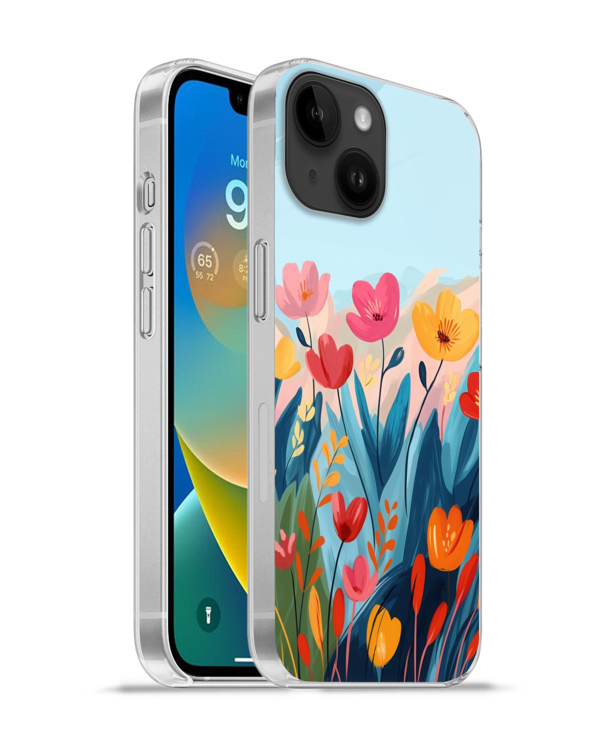 MuchoWow Handyhülle für Apple iPhone 14 Illustration - Blumen - Farbenfroh, Smartphone-Bumper, Print, Handy Schutzhülle Dünn