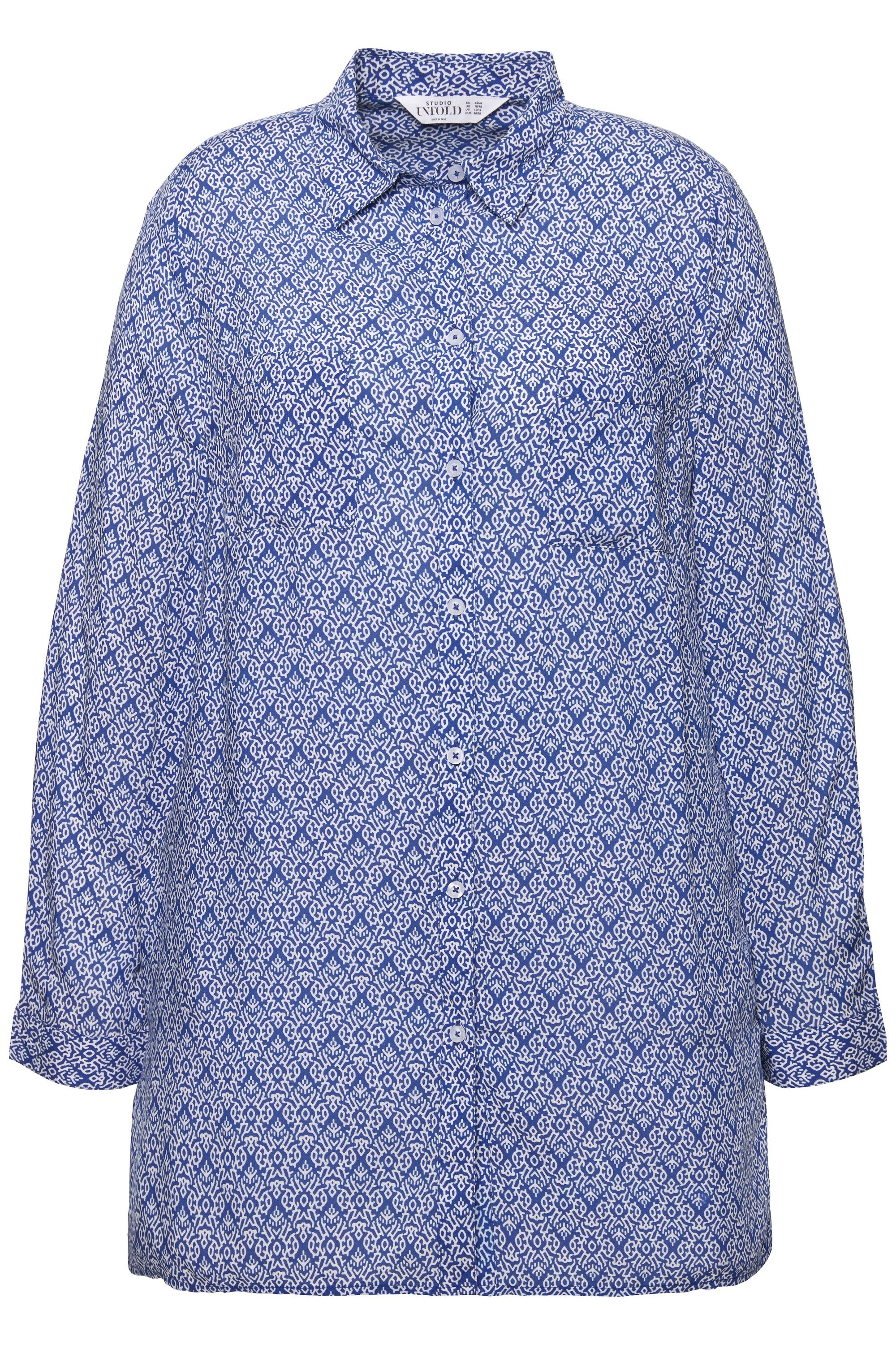 Studio Untold Longbluse Hemdbluse Boxy Shape grafischer Print Hemdkragen günstig online kaufen