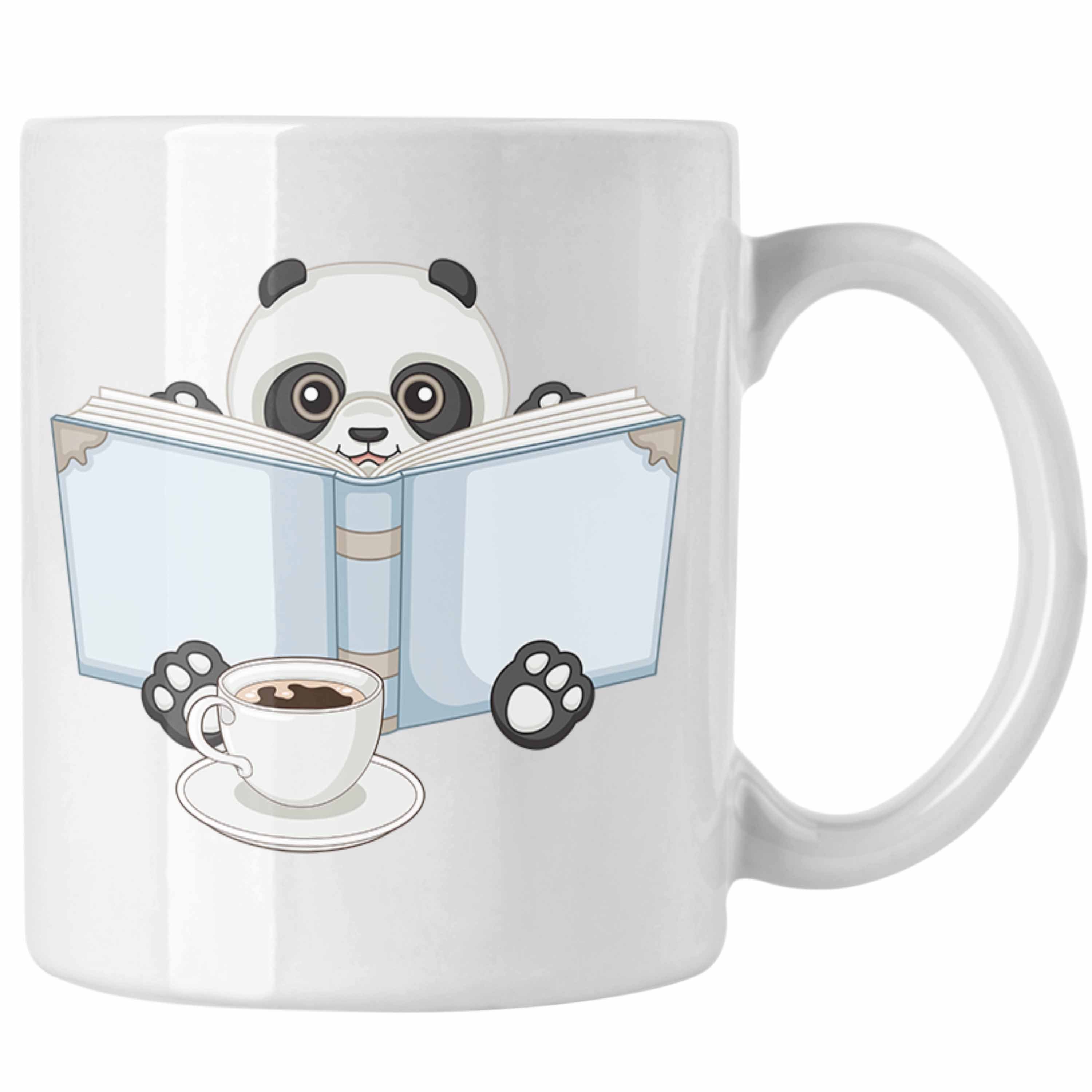 Tasse Trendation - Leseratte Tasse Geschenk Lesender Panda Grafik Lesen Gesc