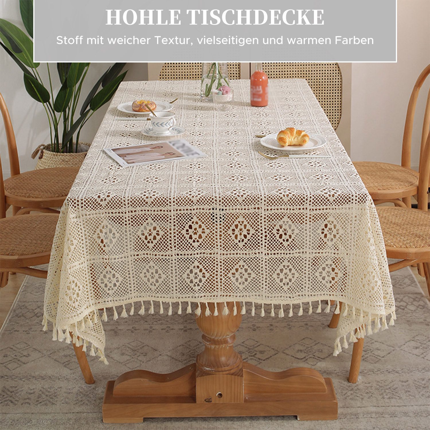 Refttenw Tischdecke Vintage Häkel Tischdecke mit günstig online kaufen