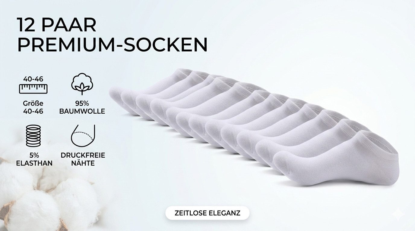Socken 12 Paar Sneaker Socken Gr. 40-46 aus Baumwolle Füßlinge