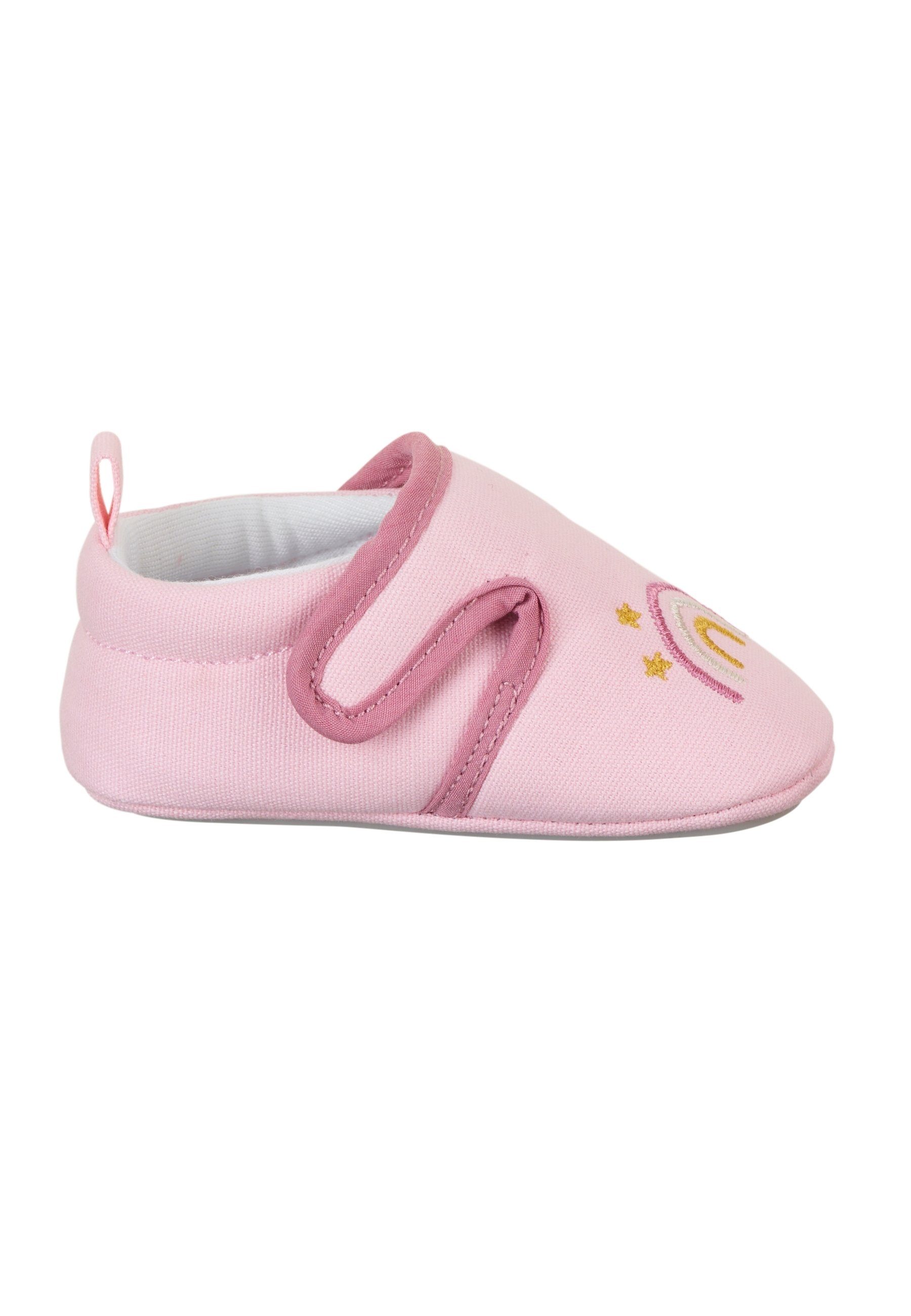 Wolke Baby Babykrabbelschuh mit Sterntaler® süßen Hausschuhe mit Anti-Rutsch-Sohle Stickerein, Babyschuhe Krabbelschuh Krabbelschuhe Klettverschluss (1-tlg., Baby und weich) zartes rosa