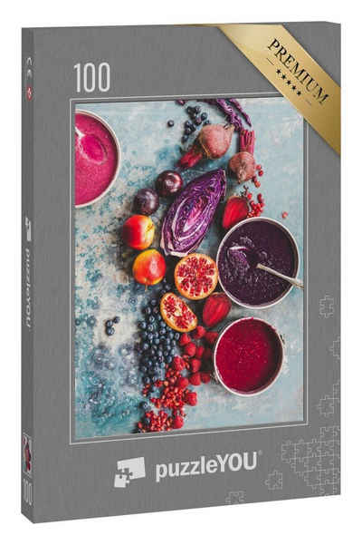 puzzleYOU Puzzle »Lila Farbe: Lebensmittel, Collage«, 100 Puzzleteile, puzzleYOU-Kollektionen Essen und Trinken