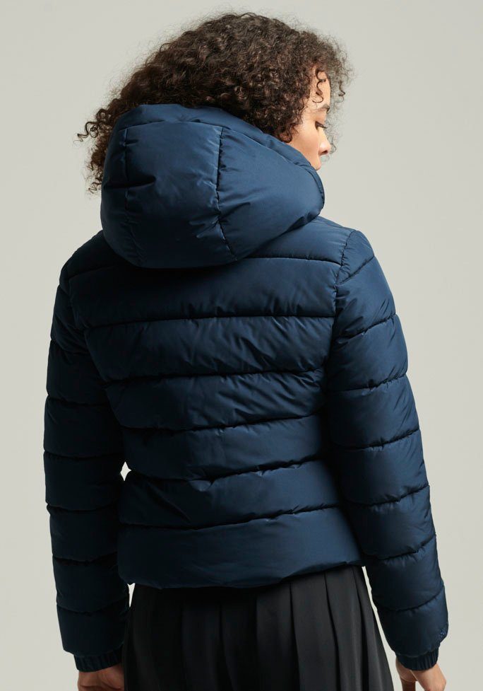 Superdry Steppjacke HOODED SPIRIT aus deep SPORTS Material navy wasserabweisendem PUFFER