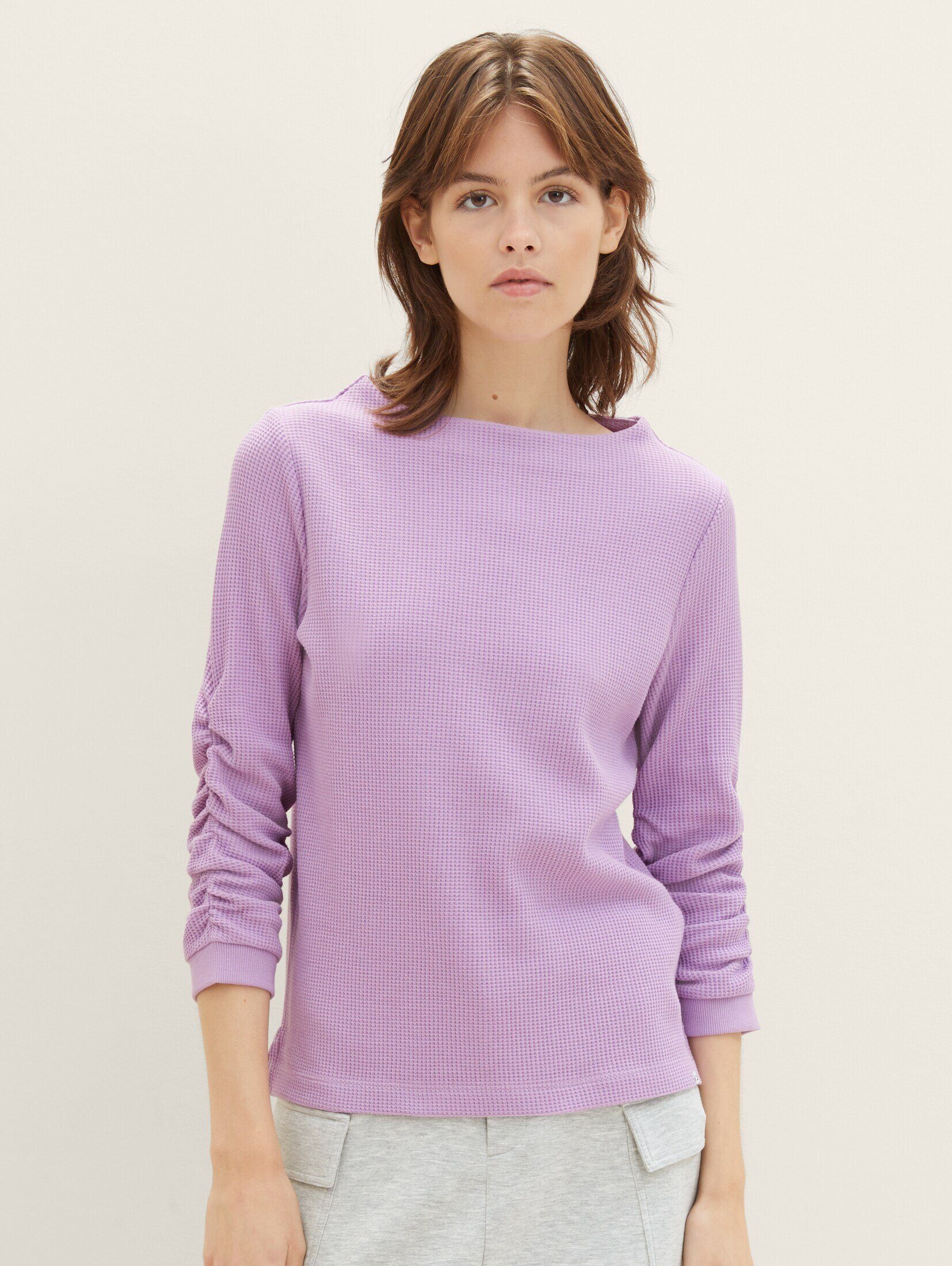 TOM TAILOR Denim Sweatshirt Sweatshirt mit Falten heather purple