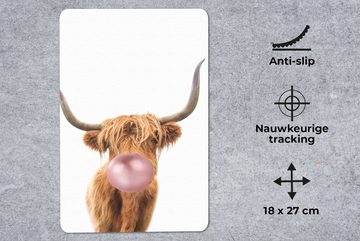 MuchoWow Mauspad Scottish Highlander - Kaugummi - Rosa - Kind - Mädchen - Jungen (1-St), Gaming, Mousepad, Büro, 18x27 cm, Mausunterlage