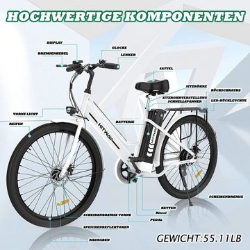 HITWAY E-Bike, Heckmotor, Elektro Trekkingrad 26" cityrad max 70km Elektrofahrrad Damen/Herren