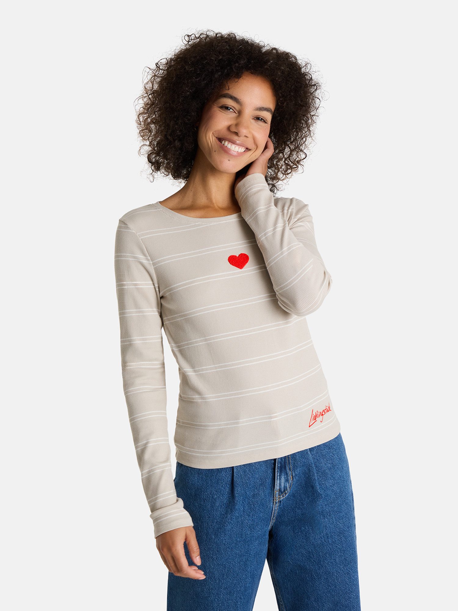 Lieblingsstück Langarmshirt SinaL mit Herzmotiv und Streifen