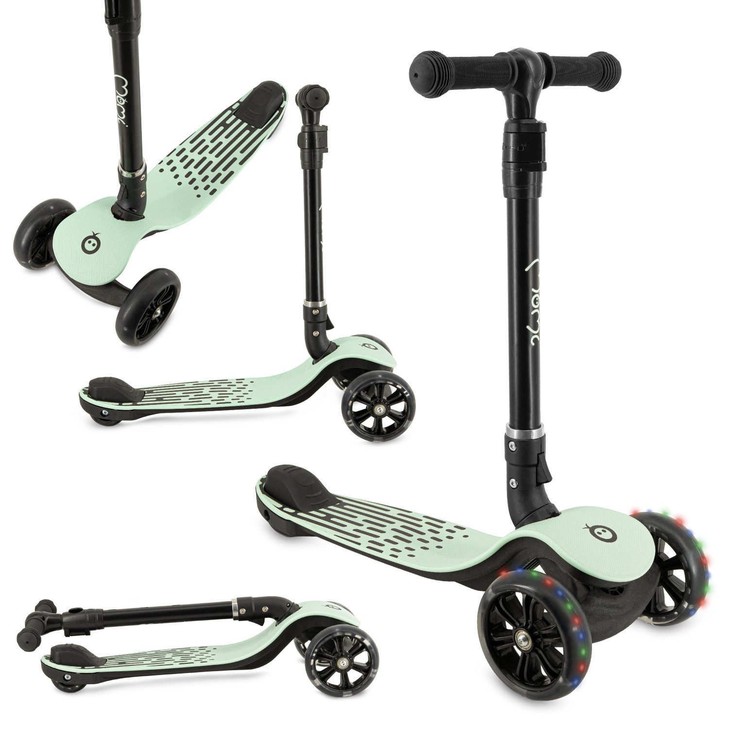 MoMi Dreiradscooter San, 0 km/h, 3-Rad Roller mit LED-Rädern & Klappfunktion
