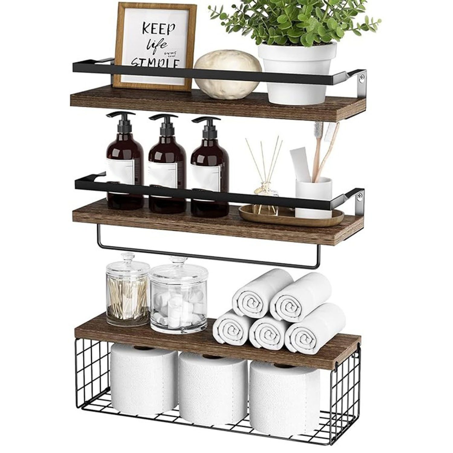 SURFOU Wandregal Regal wand 3+1 Stück Hängeregal Schweberegal Küche Holzreg günstig online kaufen