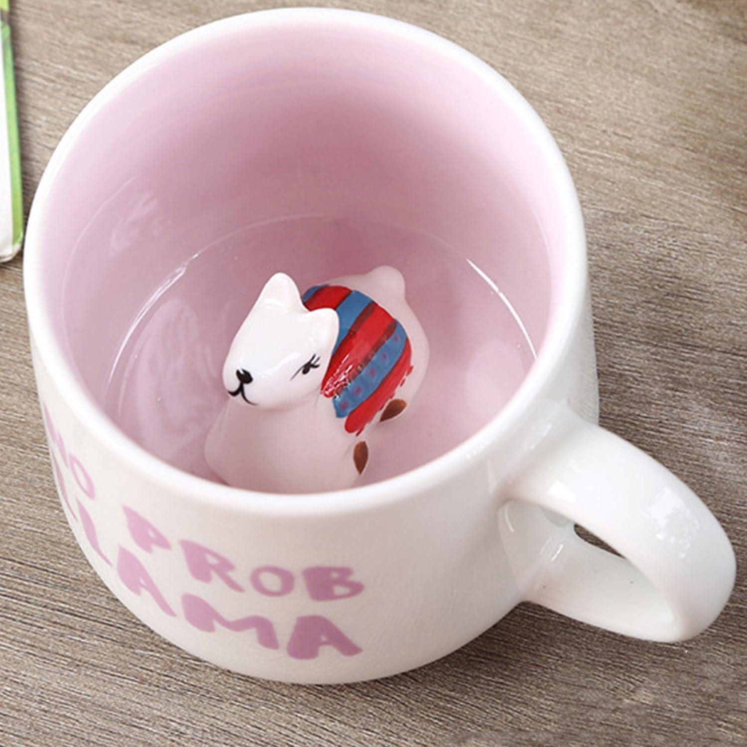 LuxusKollektion Tasse Kaffeetasse Alpaka 3D Alpaka Tasse mit Löffel & Untersetzer