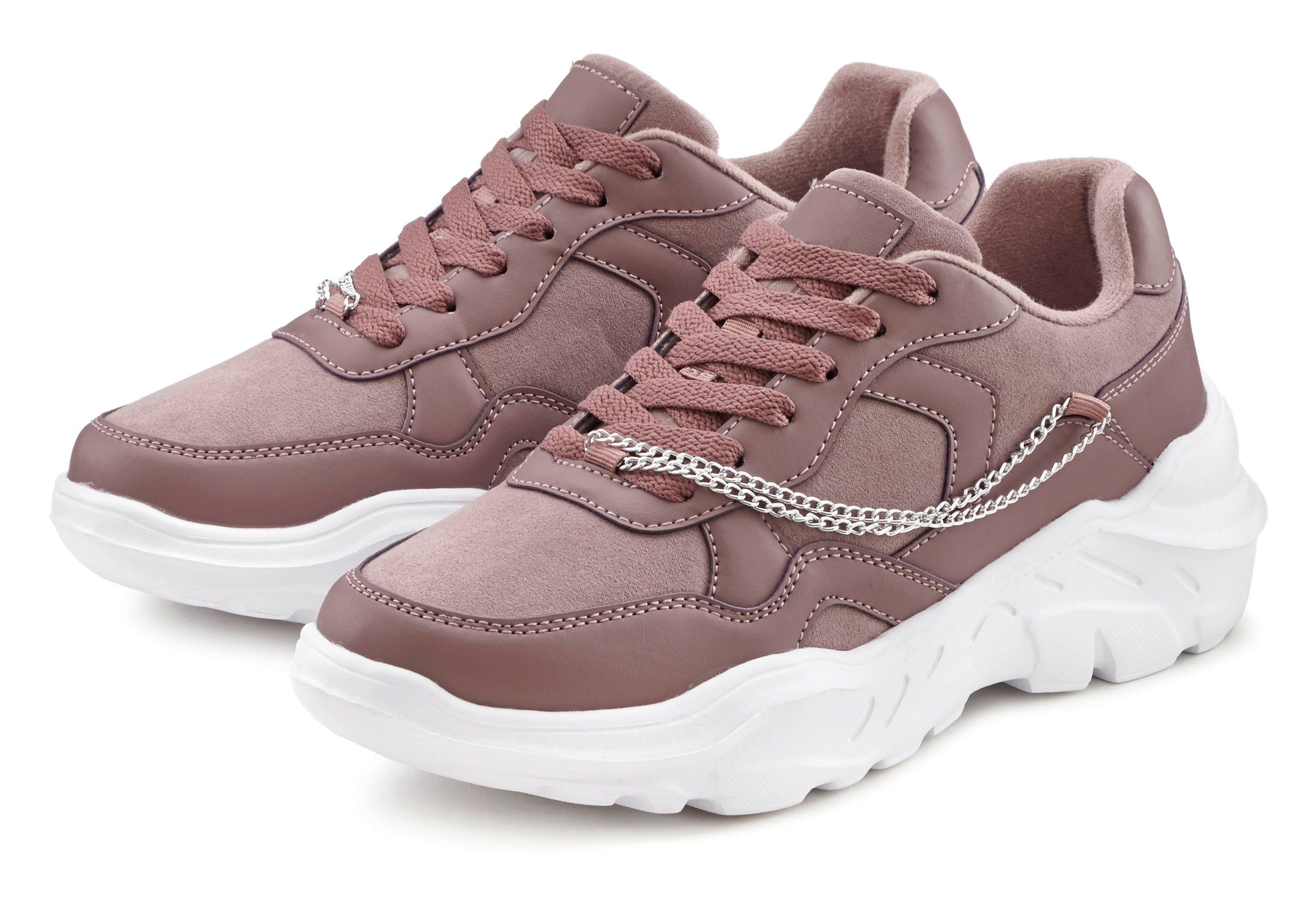 LASCANA Sneaker mit Chunky-Sohle & Ketten, Schnürhalbschuhe, Freizeitschuhe VEGAN