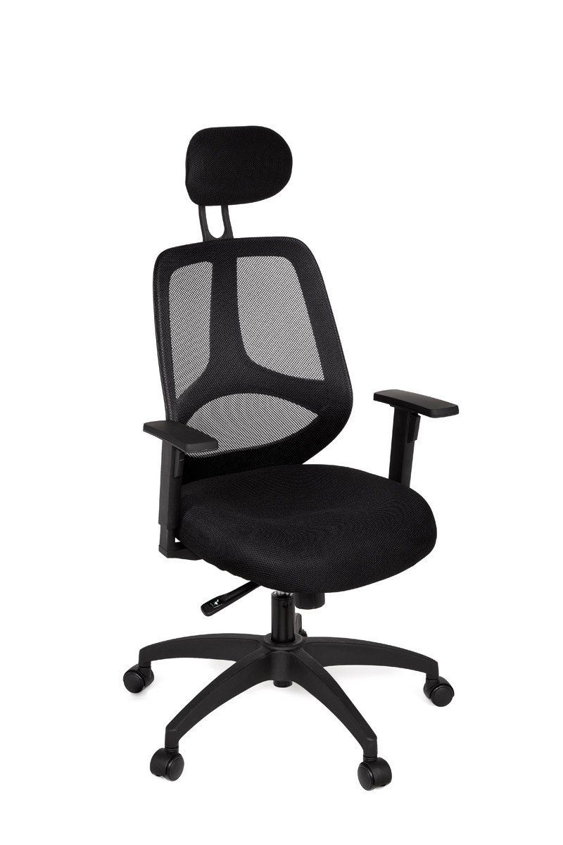 furnicato Bürostuhl DELUXE Stoffbezug Schreibtischstuhl Armlehne schwarz Chefsessel 120 kg