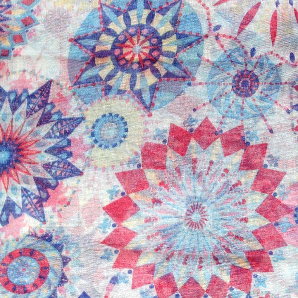 Tini - Shirts Modeschal Mandala Loopschal Modetuch, Mandala Muster Schal blau rot Töne