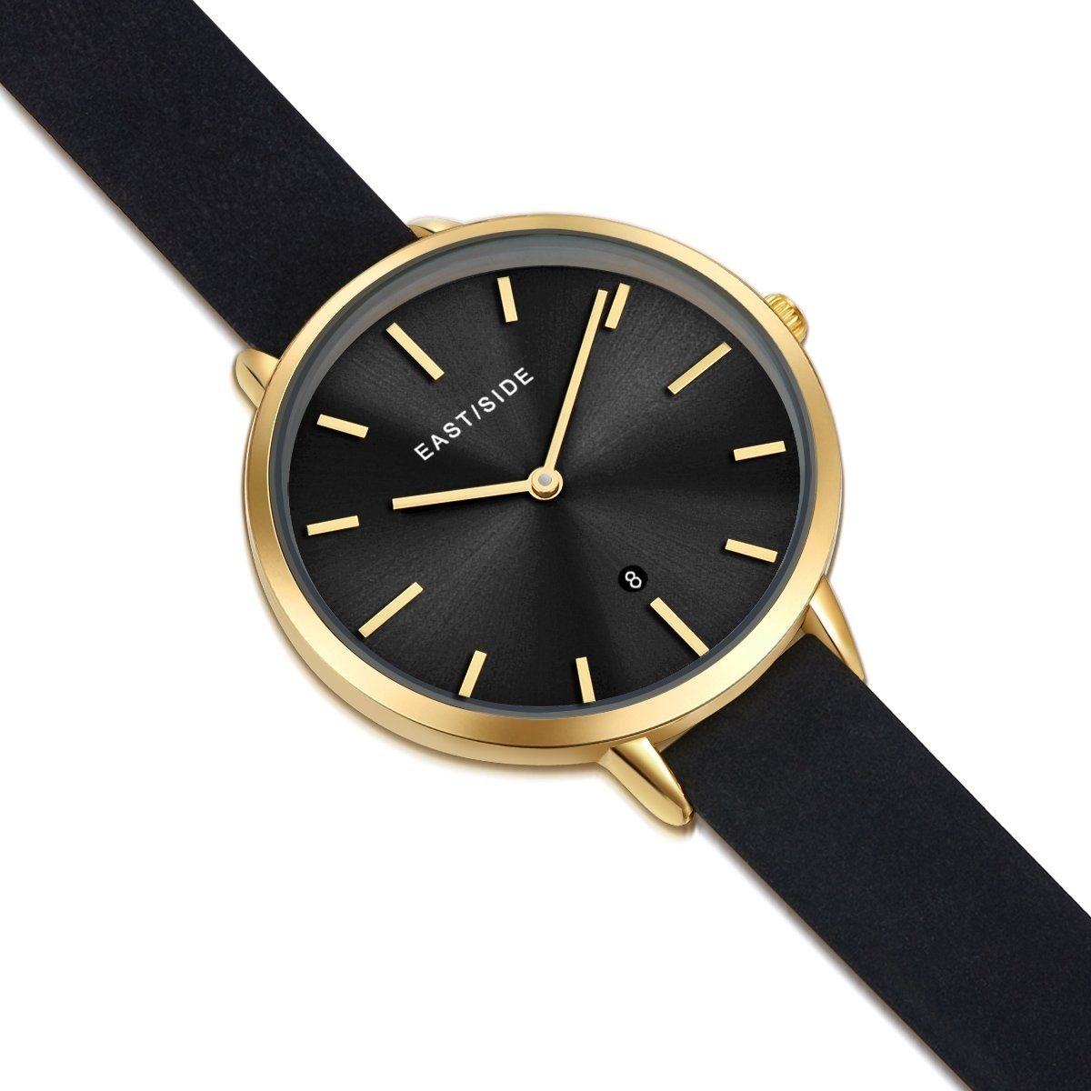 Damen Uhren Eastside Quarzuhr Classic schwarz, mit Echtleder-Armband