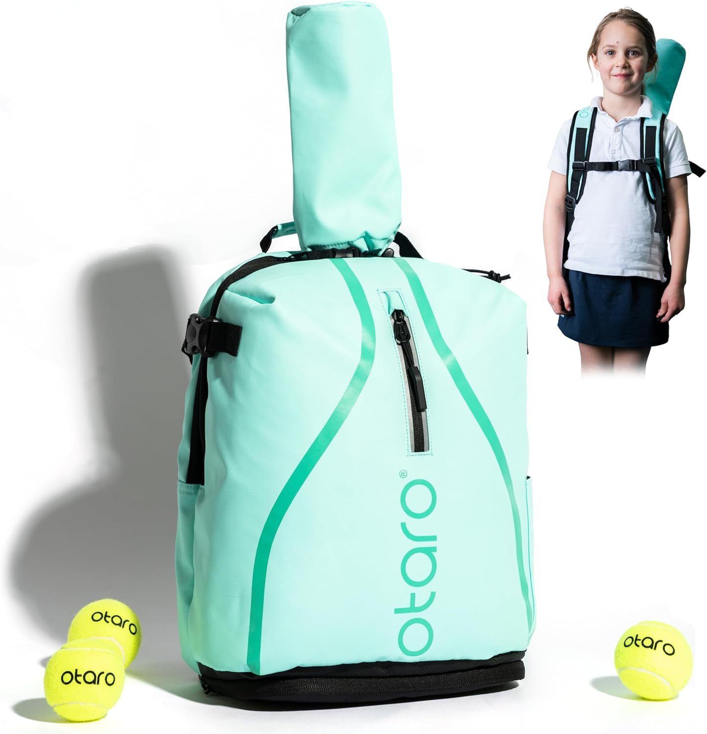 Otaro Tennisrucksack Kinder Tennisrucksack mit Schuhfach, Kids 19L
