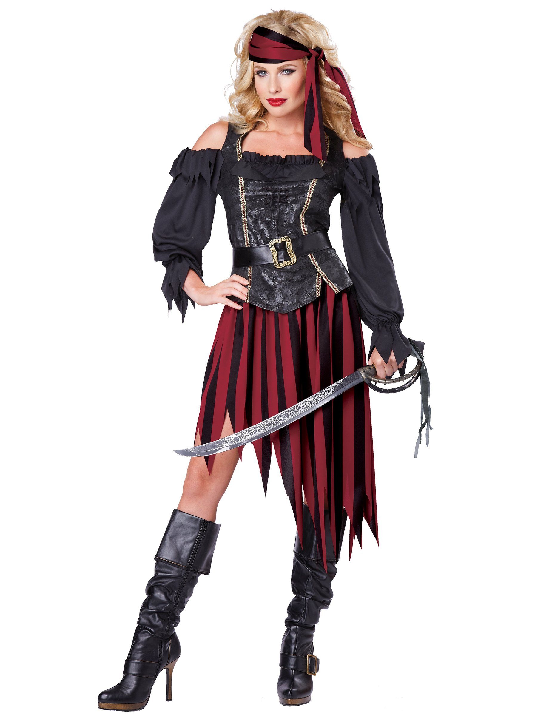 California Costumes Piraten-Kostüm Piratenkönigin Damenkostüm Piratin schwarz-rot