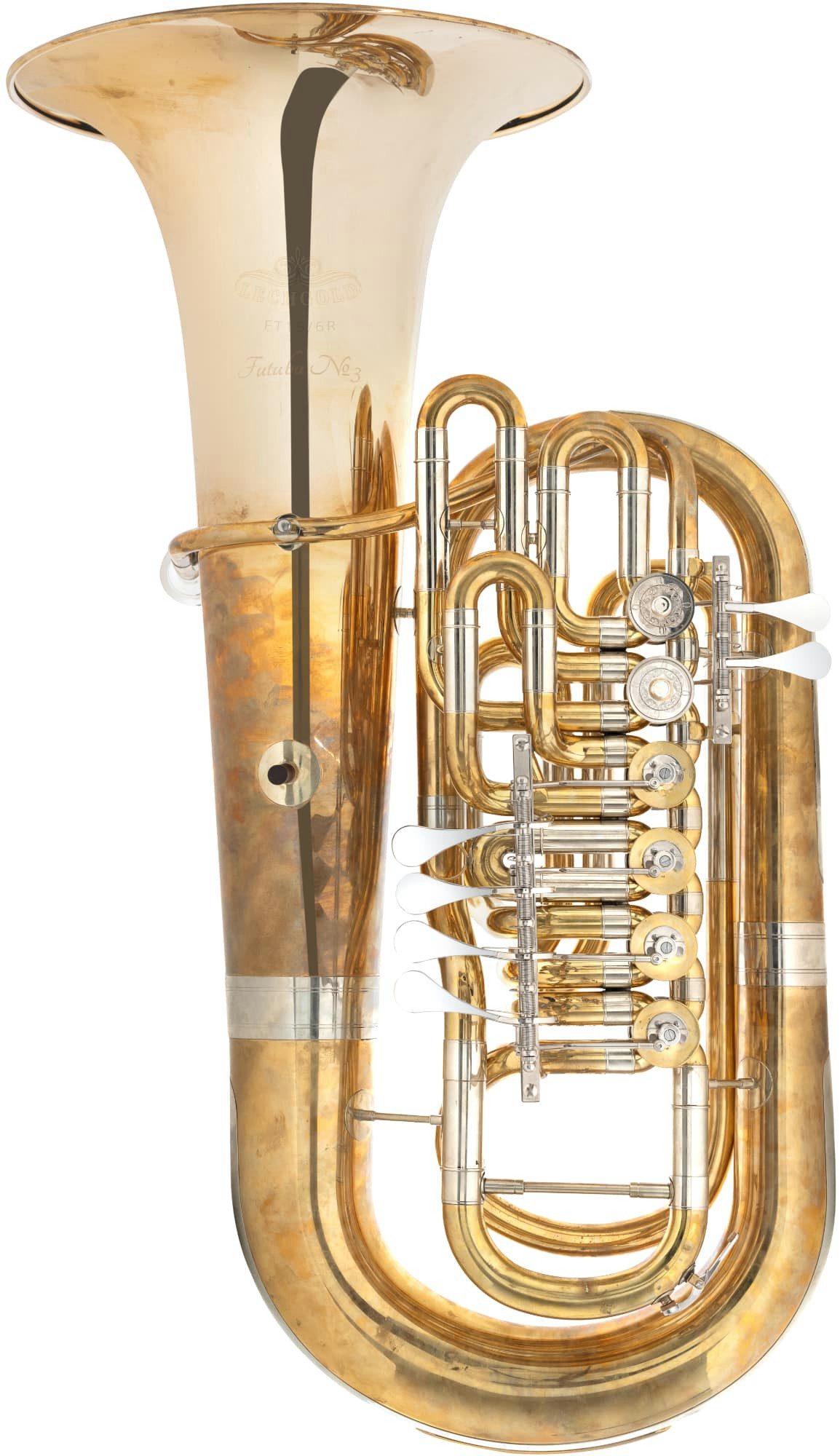 Lechgold Tuba FT15/6R Futuba Andreas Fuetsch F, inkl. 8 Zusatzgewichte, Hartschalenkoffer, Gigbag & Mundstück, unlackierte Signature-Tuba mit 6 Zylinderventilen