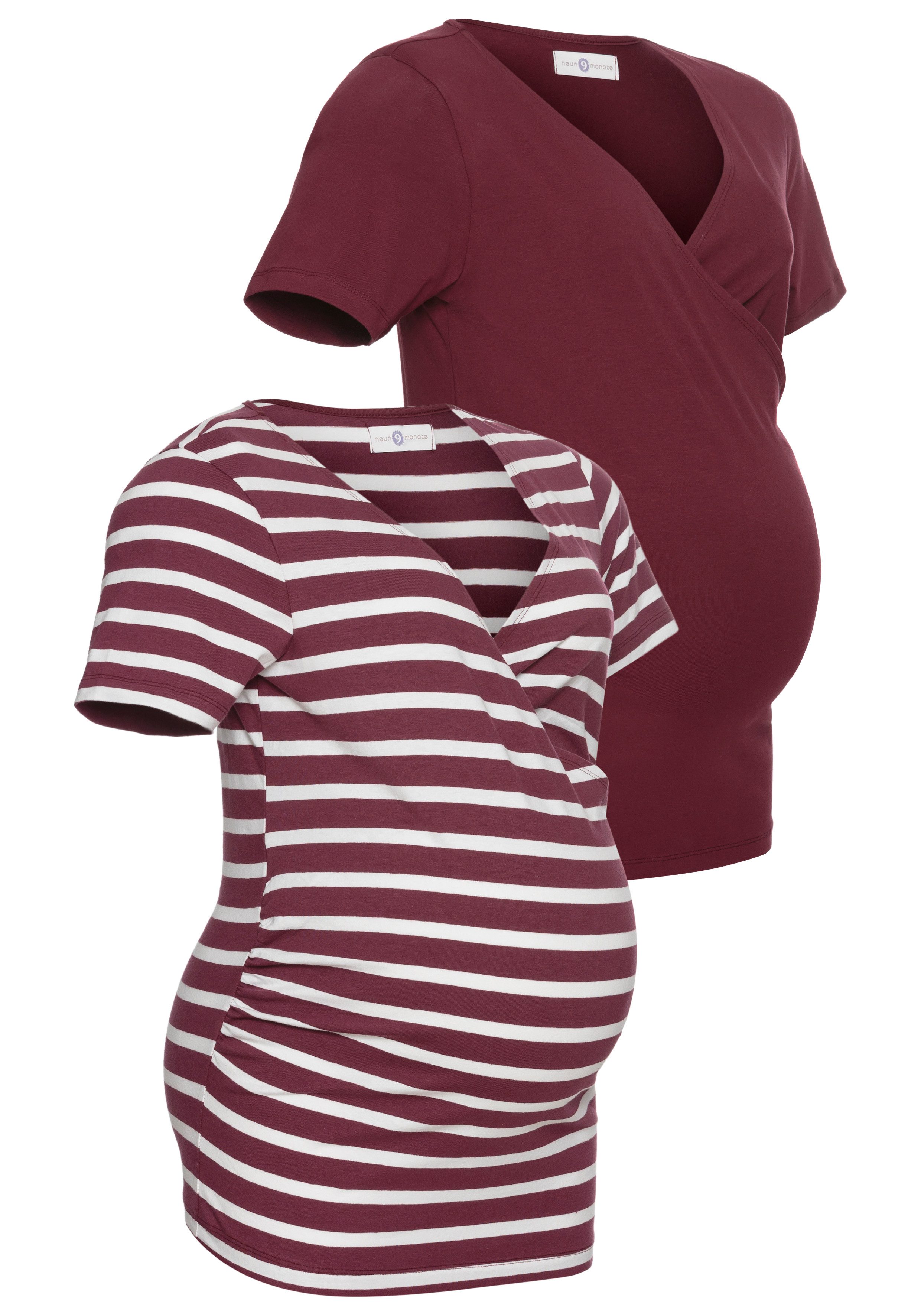 Neun Monate Umstandsshirt, 2er Pack T-Shirts für Schwangerschaft und Stillzeit (Packung, 2-tlg), für bequemes Stillen