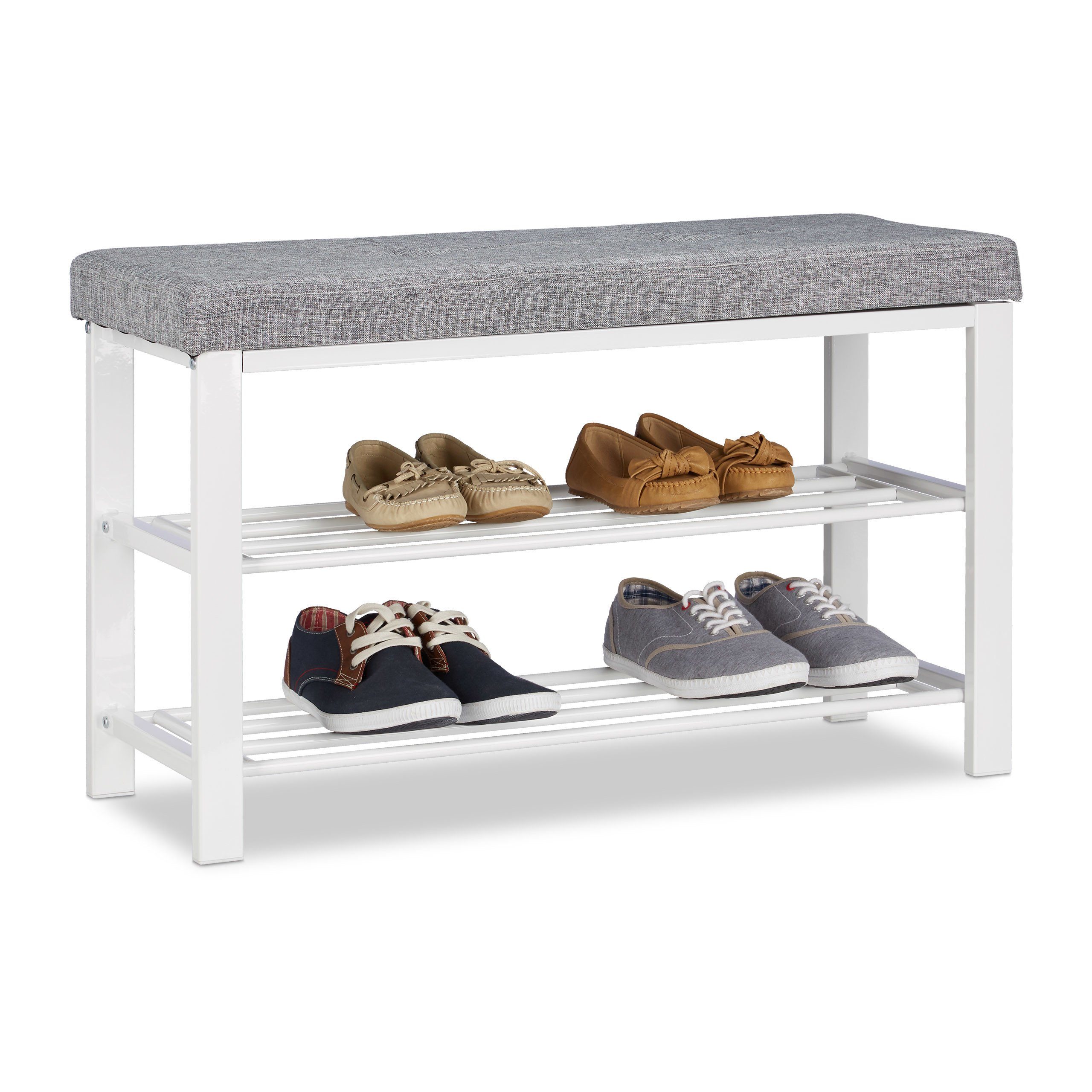 relaxdays Schuhbank mit Polster (1-St), grau