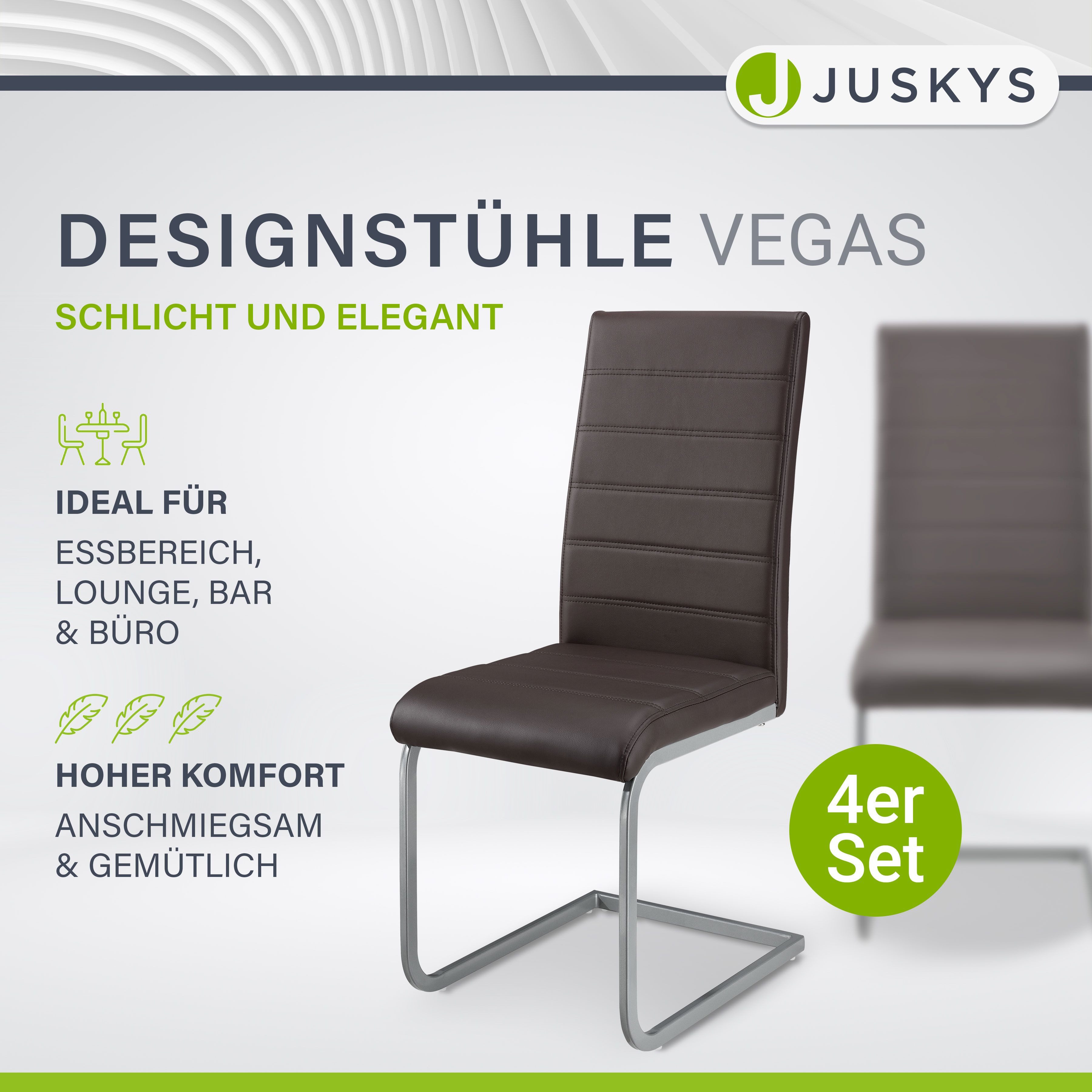 Juskys Freischwinger Vegas, hohe Rückenlehne, pflegeleicht, günstig online kaufen