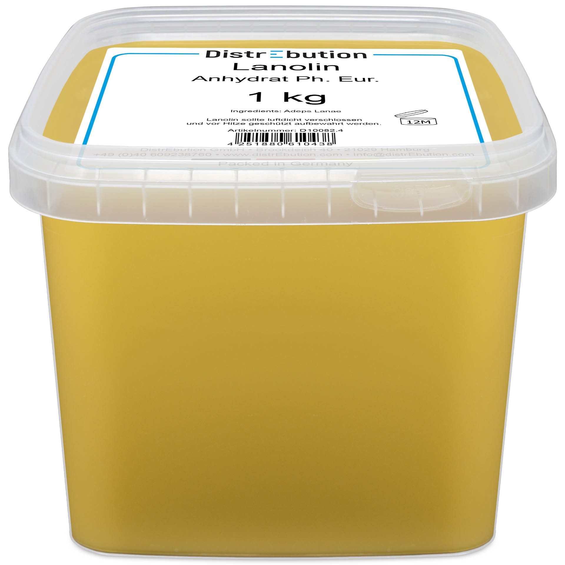 DistrEbution Körperpflegemittel Lanolin Anhydrat natürliche Hautpflege, pestizidfreies Wollwachs, Geruchsarm