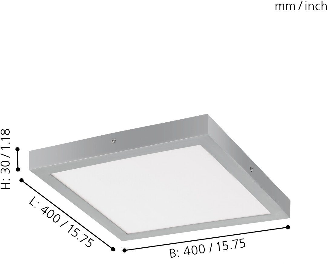 EGLO Aufbauleuchte FUEVA 1, Design, fest LED cm schlankes Warmweiß, hoch integriert, nur 3