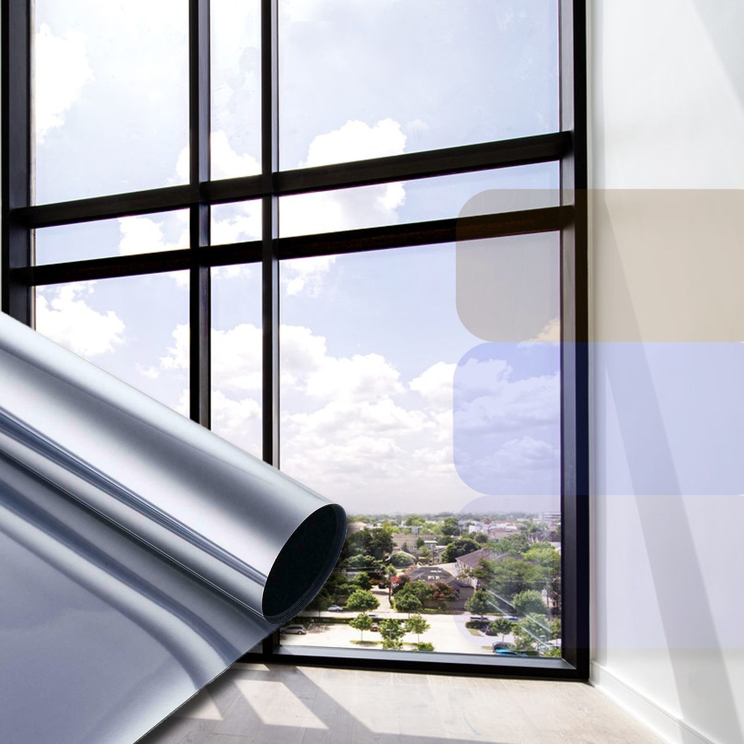 sa roca Sonnenschutz-Fensterfolie Spiegelfolie UV-Schutz Folie für Fenster innen Hitzeschutzfolie, Glatt, Laufmeterware - bis zu 50m an einem Stück