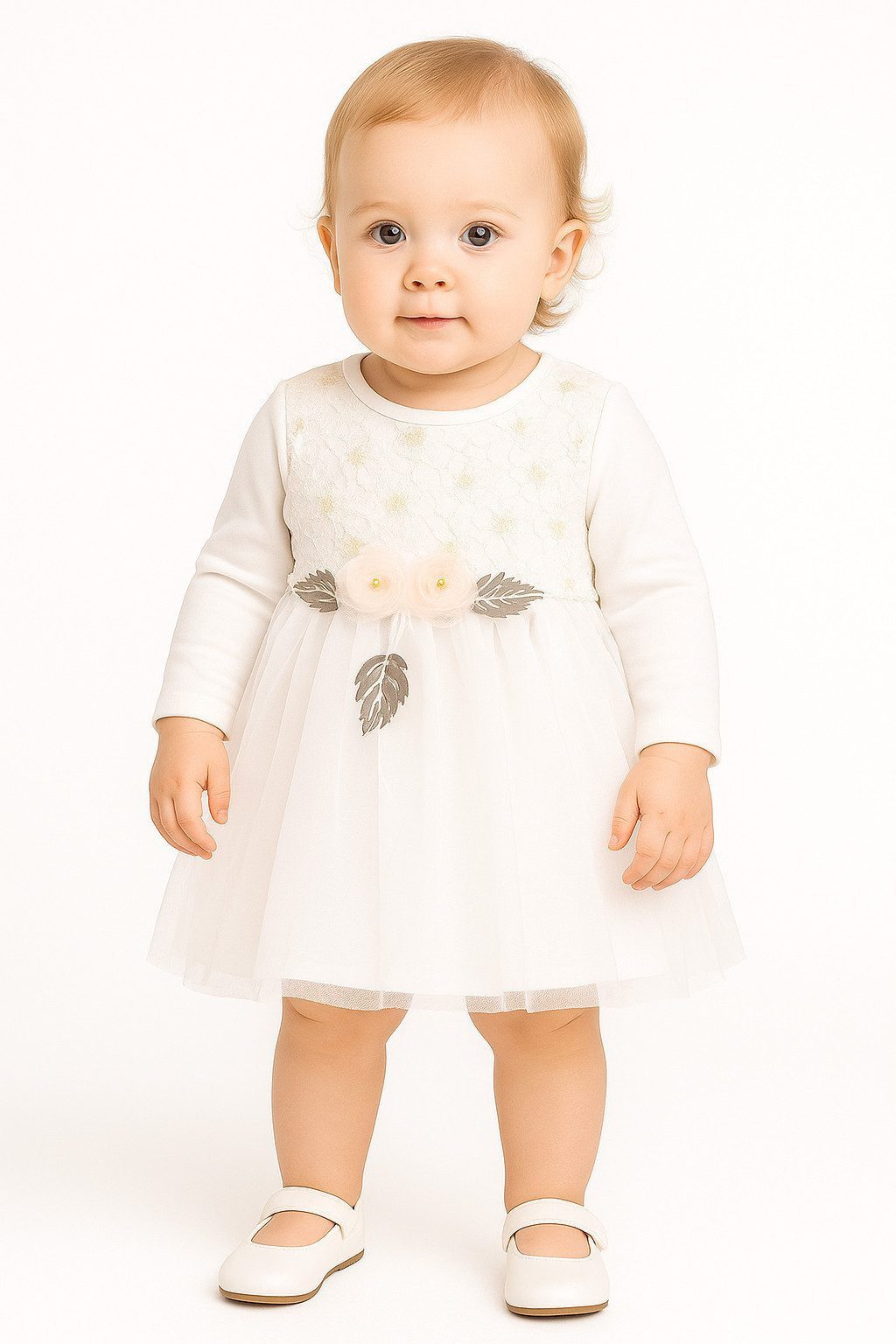 Lorey Medtec Taufkleid Prinzessin Kleid, Party Kleid, Spitze, Tüll, 100% Baumwolle, Weiß Spitze, Tüll