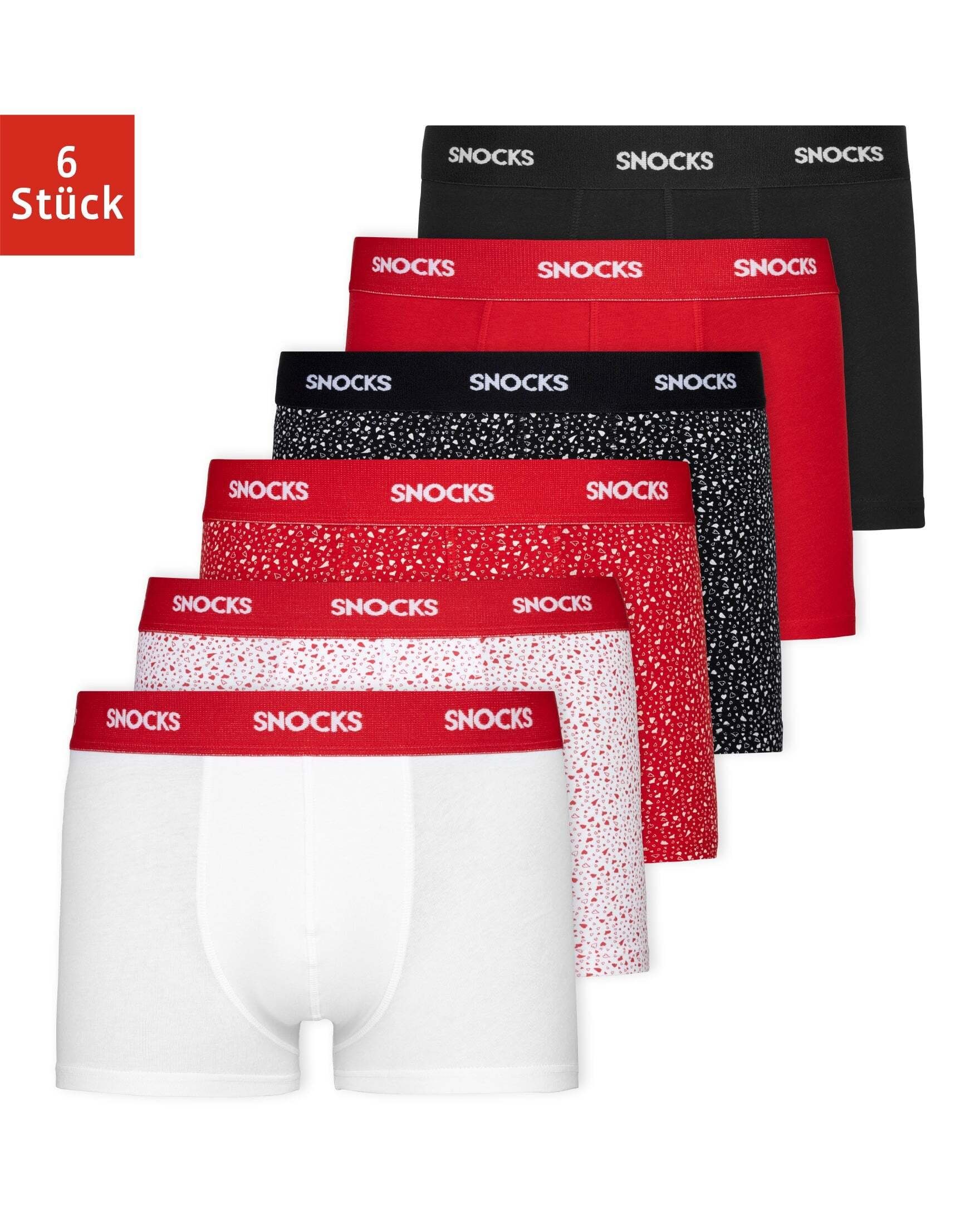 SNOCKS Boxershorts »Enge Unterhosen Männer mit farbigem Bund« (6-St) aus  Bio-Baumwolle, ohne kratzenden Zettel