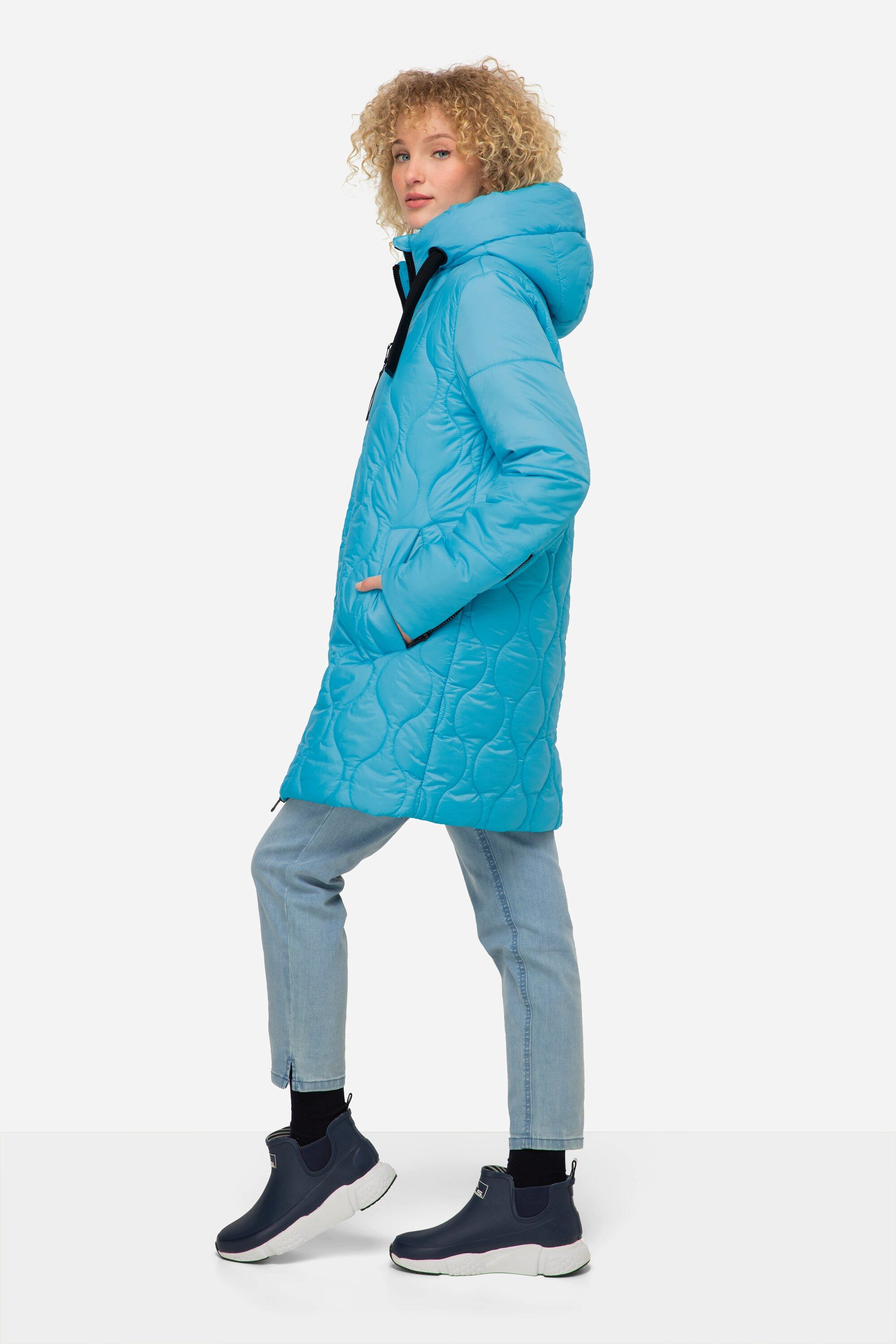 Laurasøn Steppjacke Long-Steppjacke Kapuze Zipper Langarm