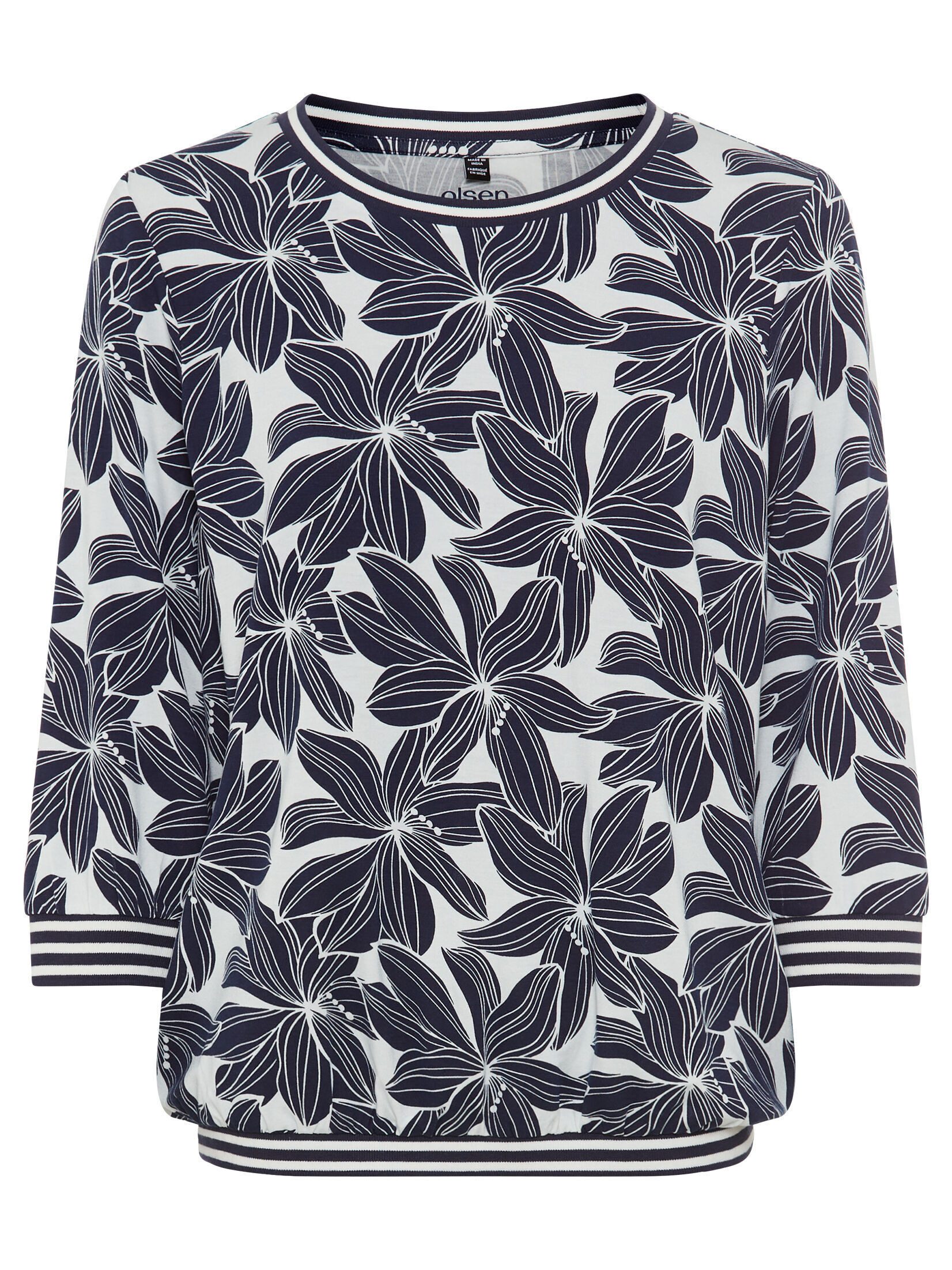 Olsen Rundhalsshirt (1-tlg) mit stilisiertem Allover-Blütenprint günstig online kaufen