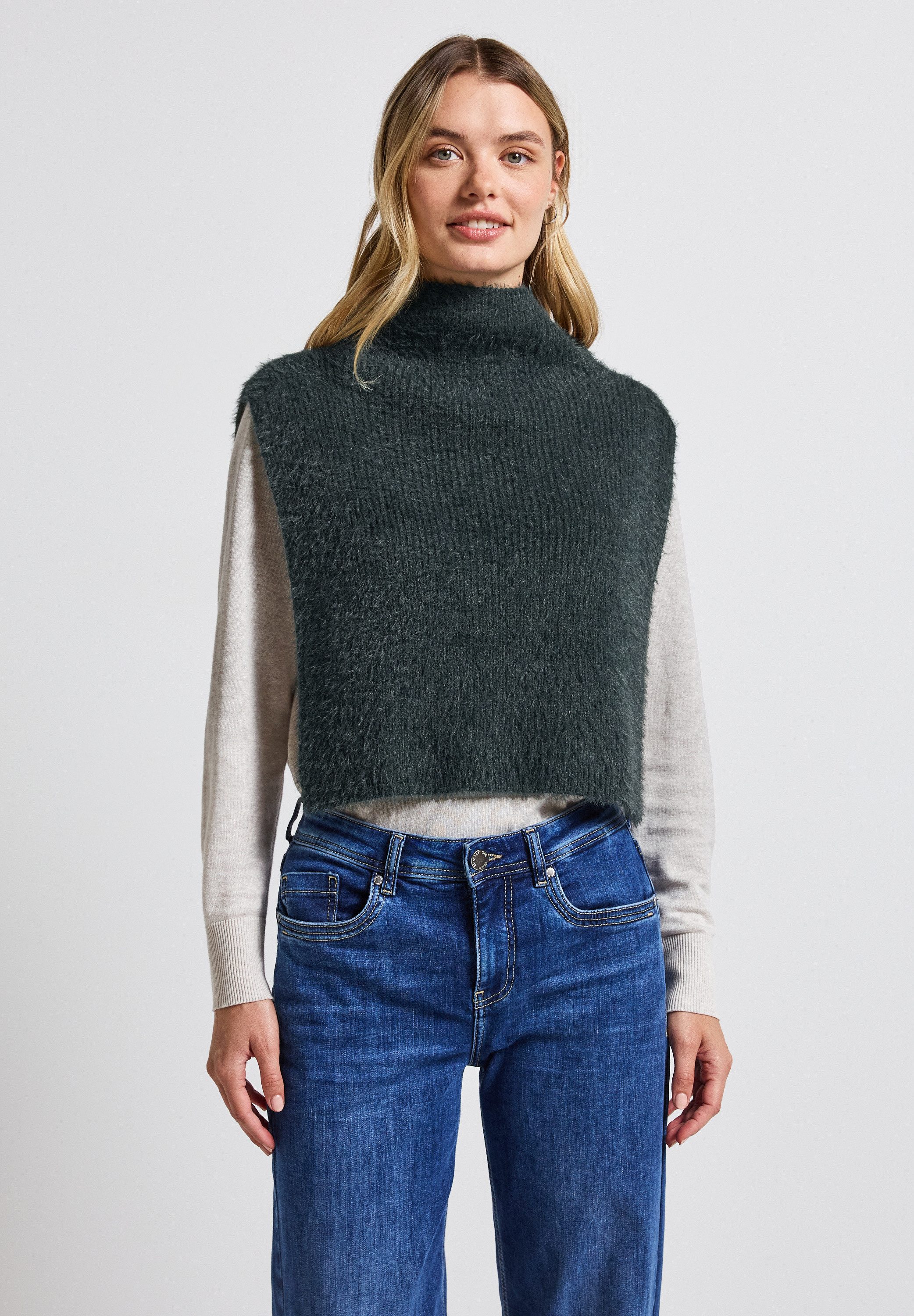 STREET ONE Strickponcho mit Federgarn