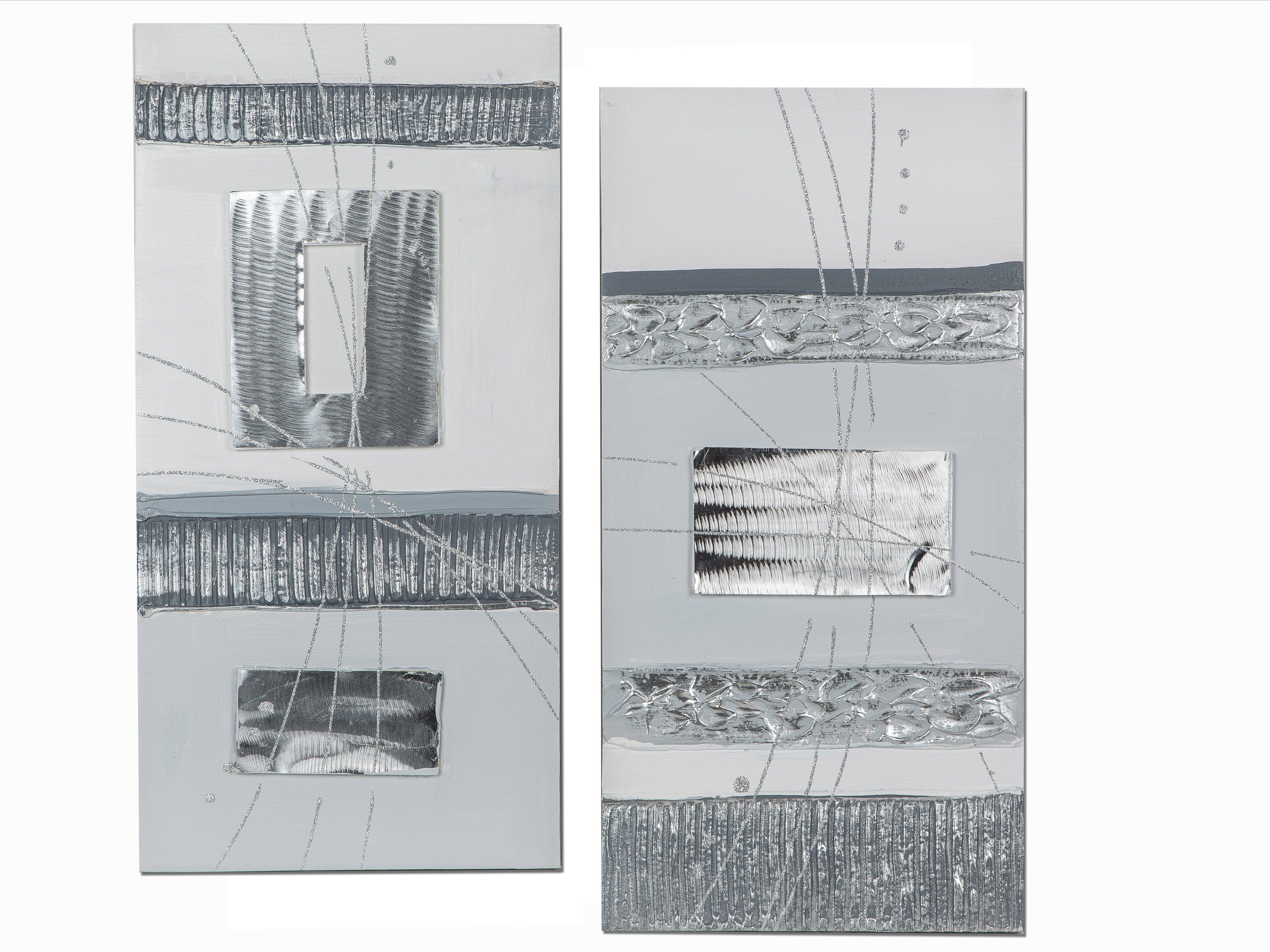 formano Wandbild 2er Set Leinwandbilder mit Strahlen oder Kreise 40x40 cm, Vierecke
